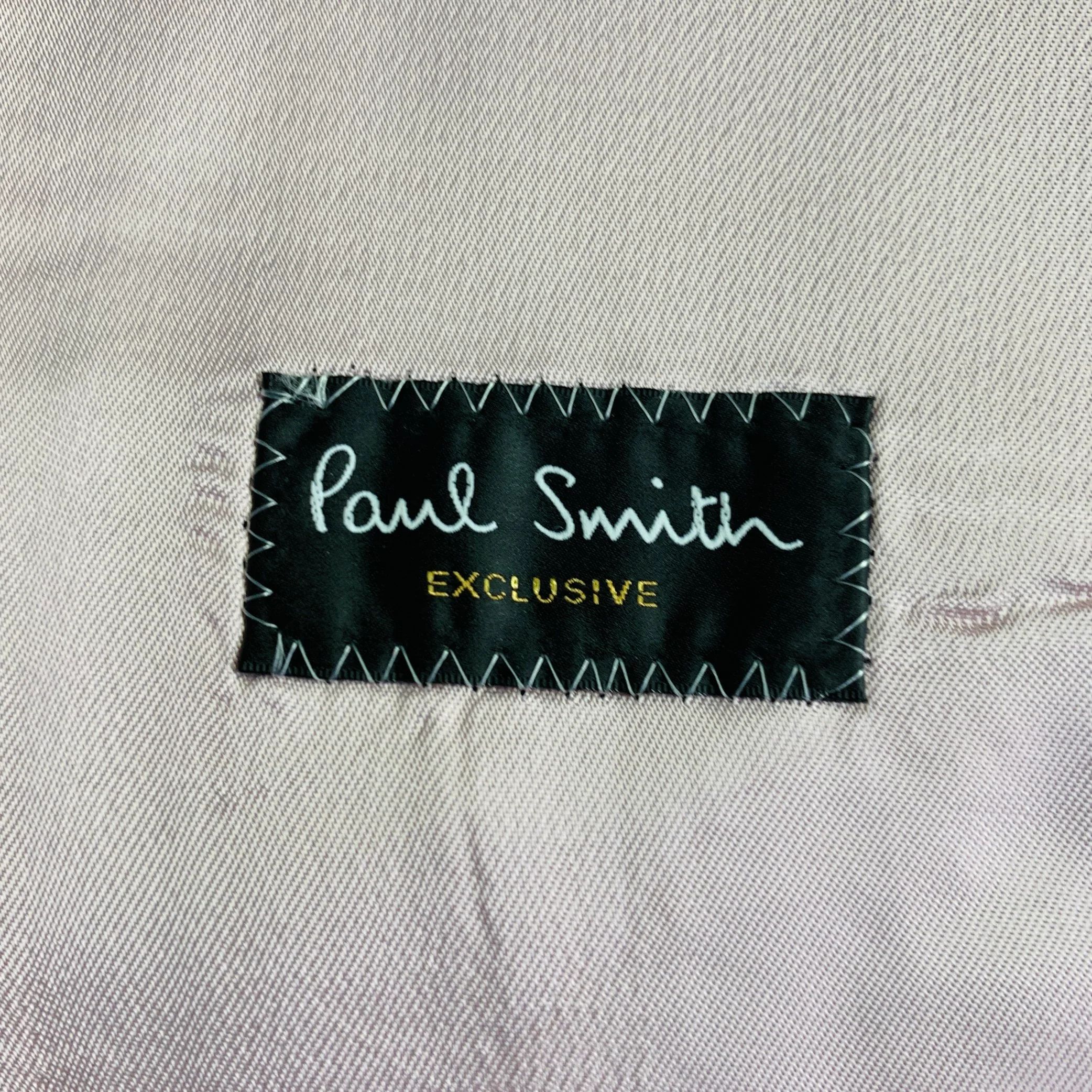 PAUL SMITH Size 44 Blue Pink Wool Mohair Single Breasted Collarless Vest - Image 4