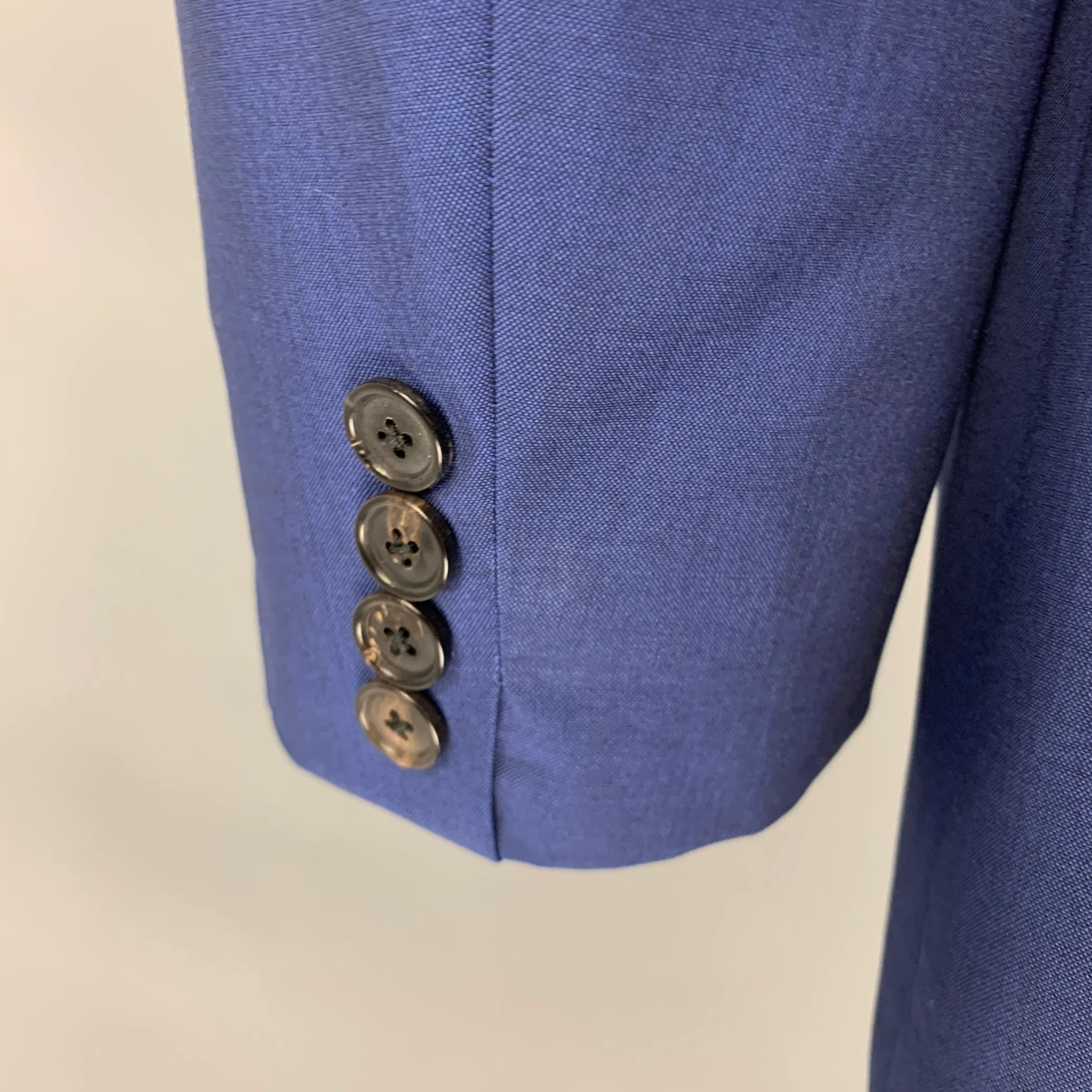 PAUL SMITH Size 44 Blue Wool Mohair Notch Lapel Sport Coat - Image 4