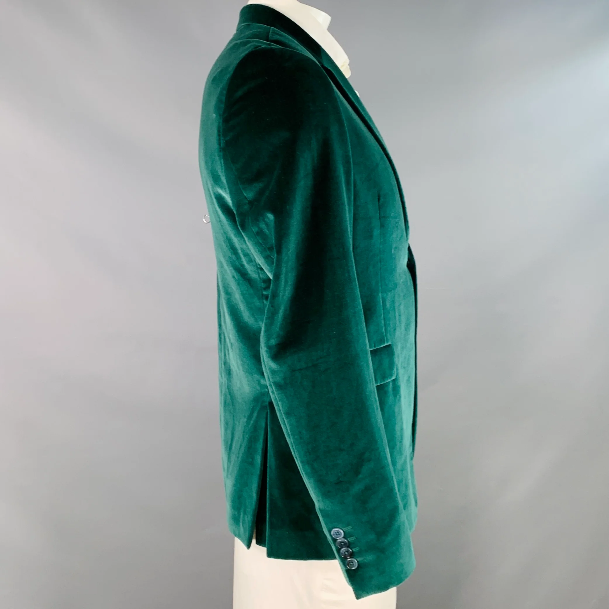 PAUL SMITH Size 44 Kensington Green Velvet Cotton Notch Lapel Sport Coat - Image 2