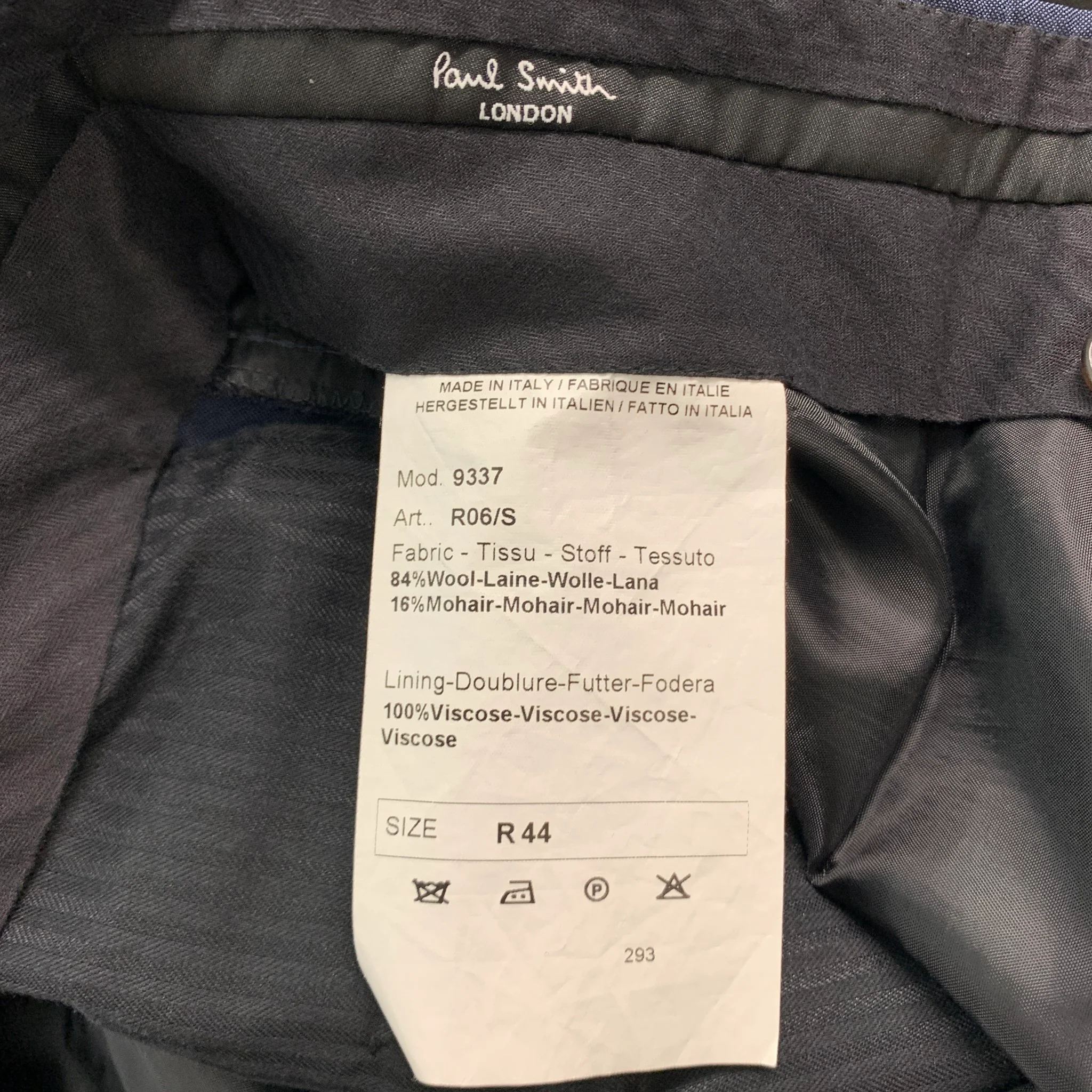 PAUL SMITH Size 44 Navy Wool Mohair Notch Lapel Suit - Image 6