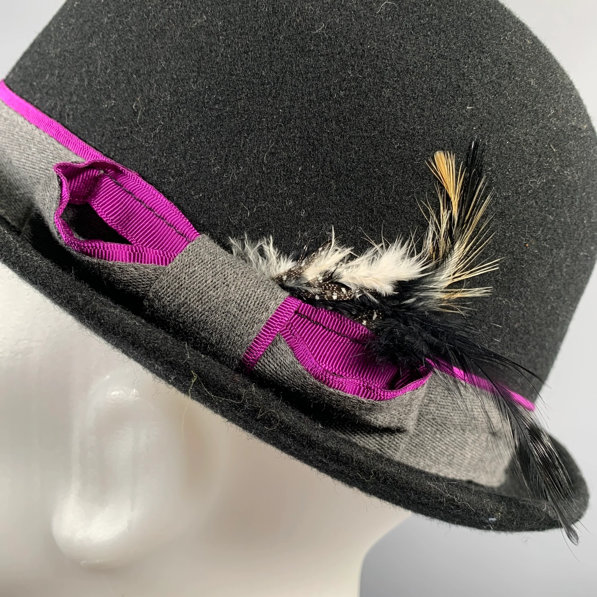 PAUL SMITH Size 7.5 Black Grey Wool Felt Hats - Image 6