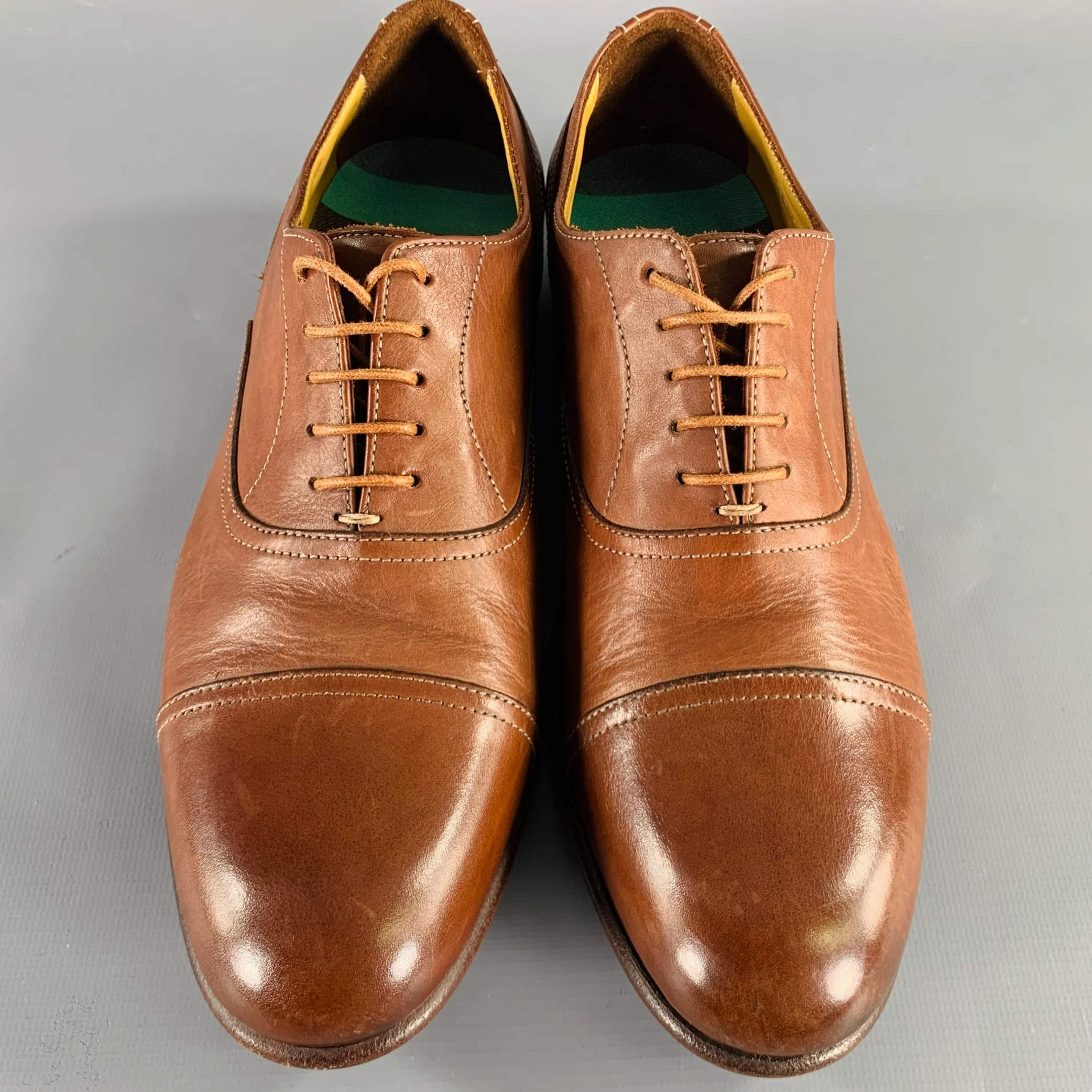 PAUL SMITH Size 7 Brown Leather Cap Toe Oxford Lace-Up Shoes - Image 4