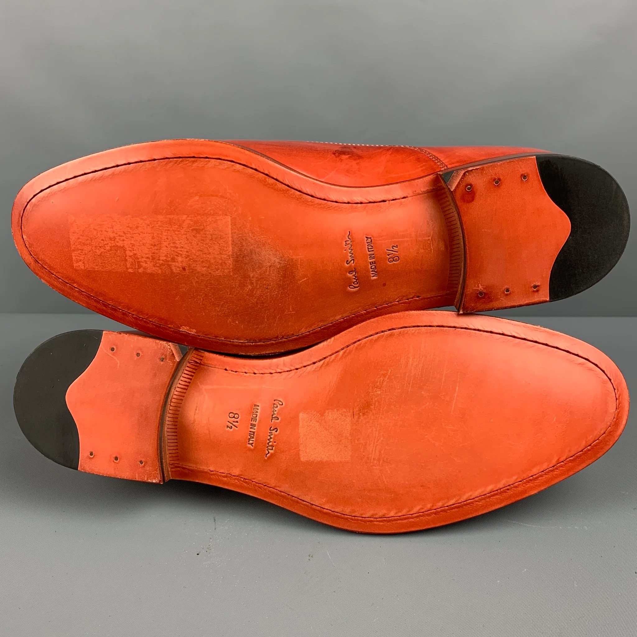 PAUL SMITH Size 8.5 Orange Perforated Leather Cap Toe Lace Up Shoes - Image 6