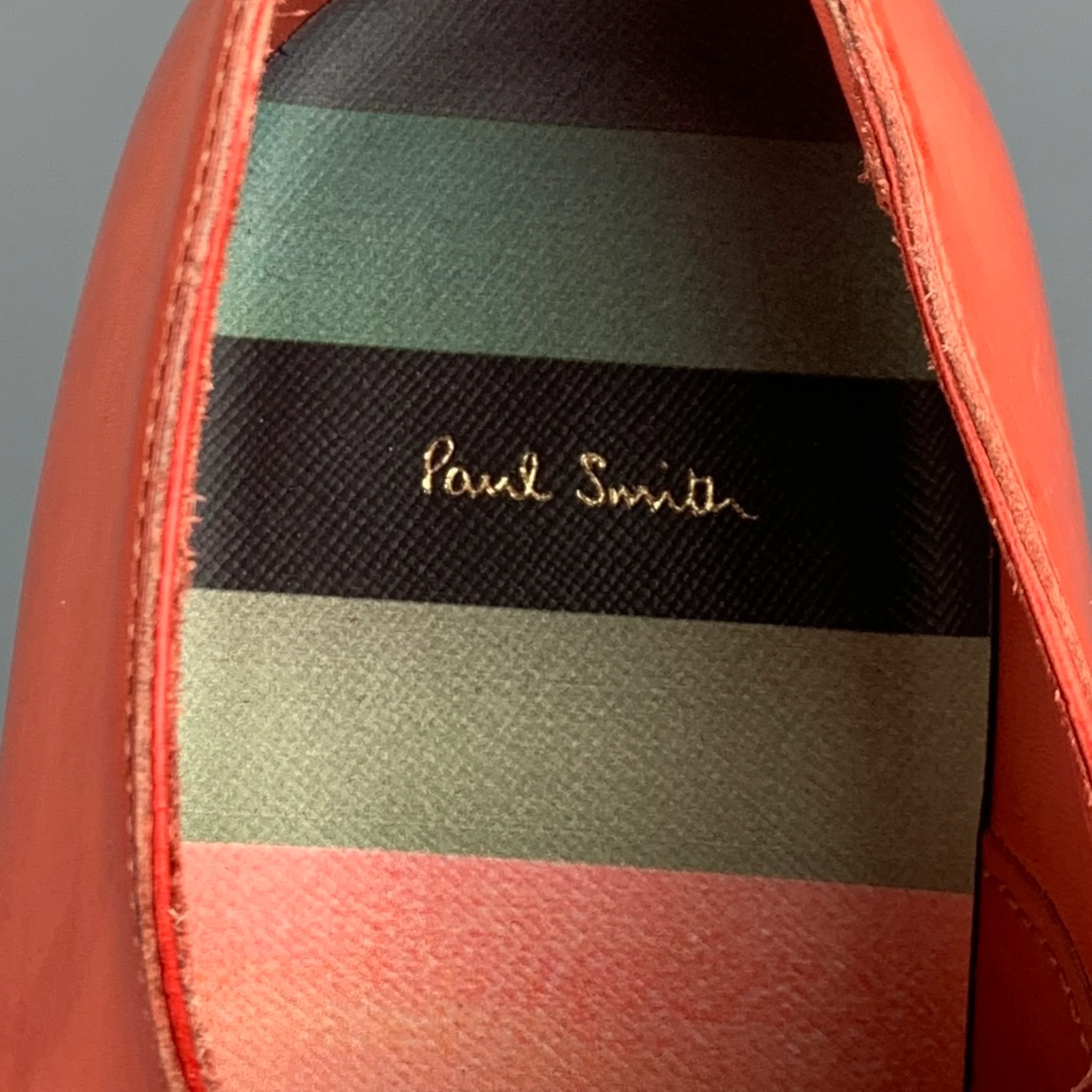 PAUL SMITH Size 8.5 Orange Perforated Leather Cap Toe Lace Up Shoes - Image 7