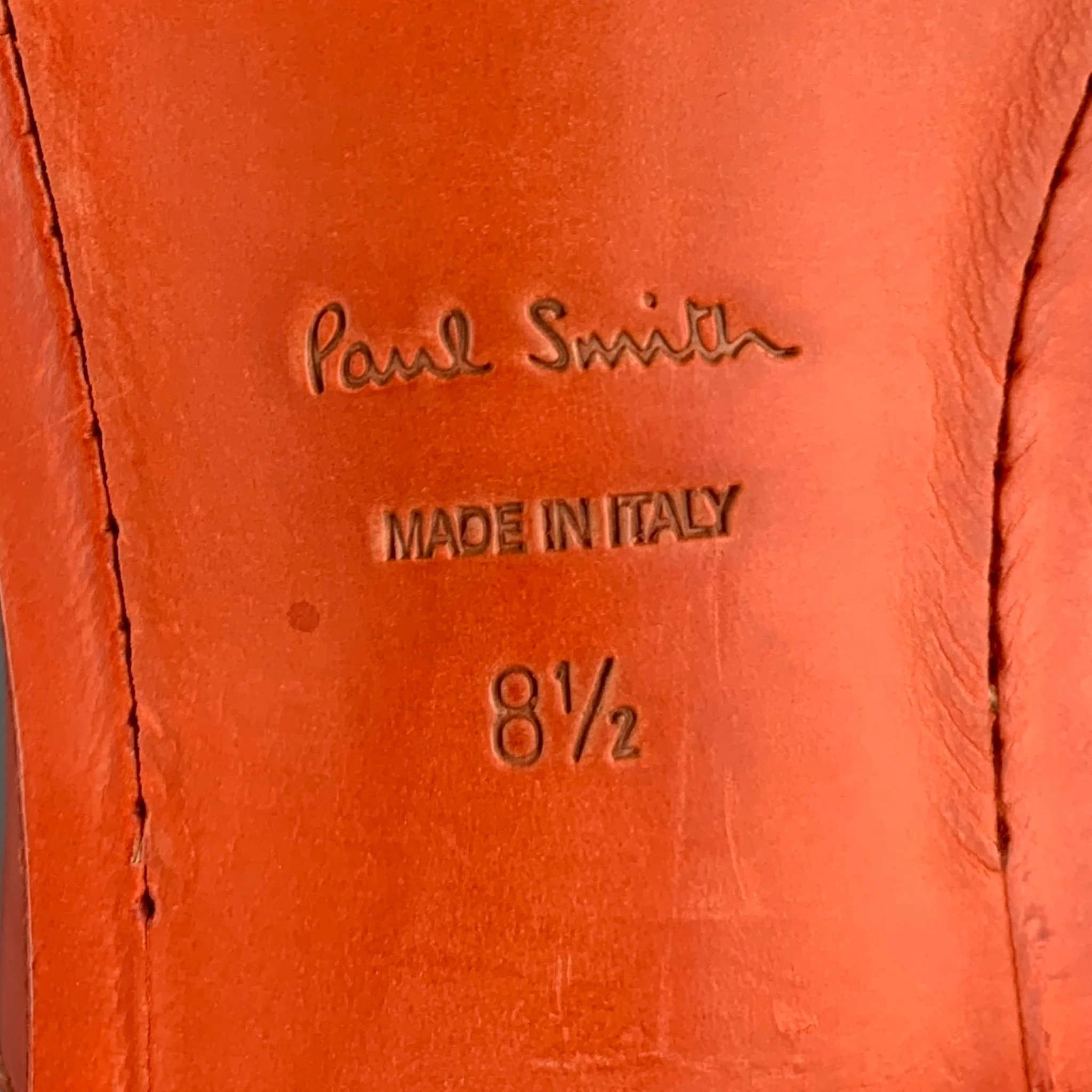 PAUL SMITH Size 8.5 Orange Perforated Leather Cap Toe Lace Up Shoes - Image 8