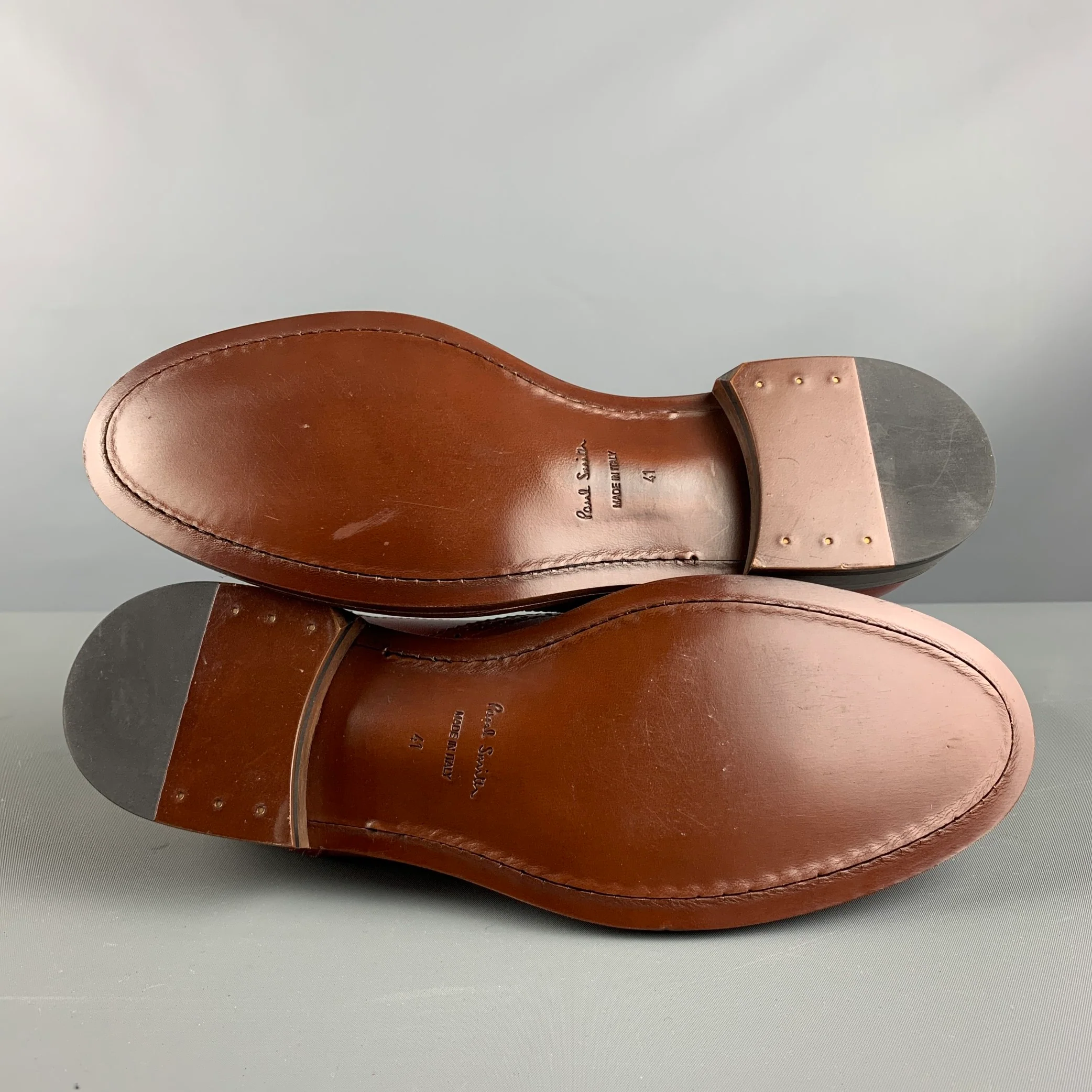 PAUL SMITH Size 8 Red Brick Perforated Leather Wingtip Lace Up Shoes - Image 6