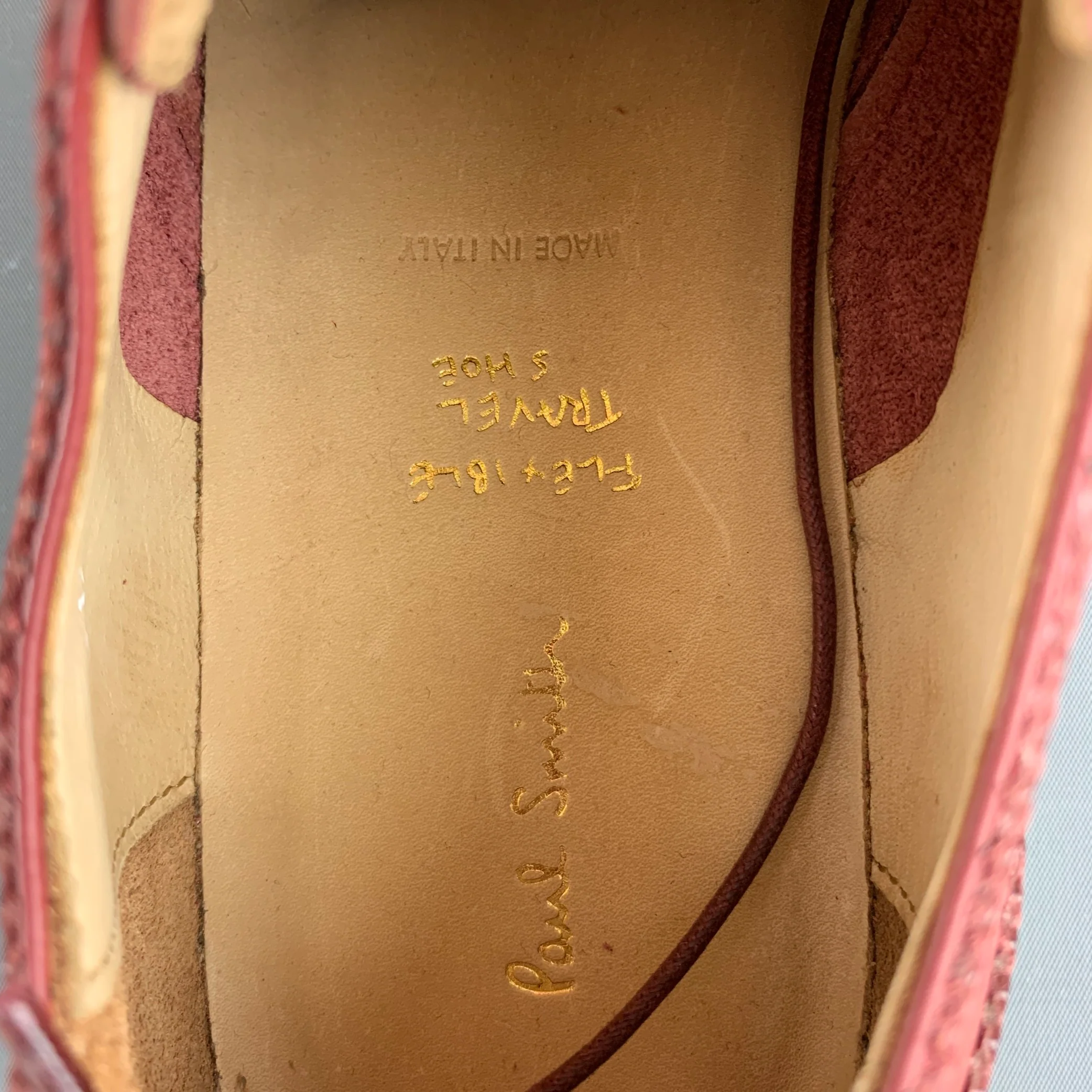 PAUL SMITH Size 8 Red Brick Perforated Leather Wingtip Lace Up Shoes - Image 9