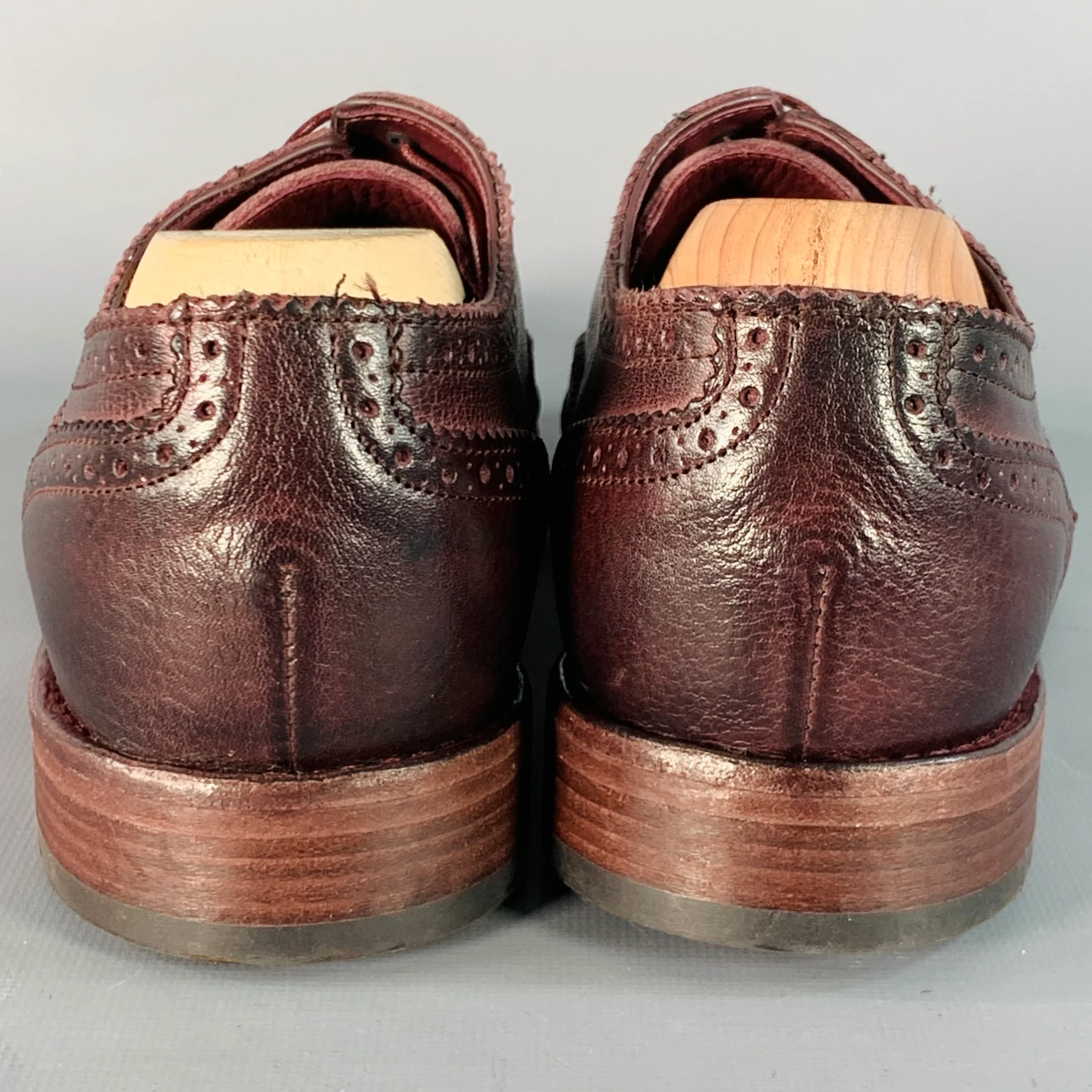 PAUL SMITH Size 8 Burgundy Antique Leather Wingtip Oxford Lace-Up Flexible Travel Shoes - Image 3