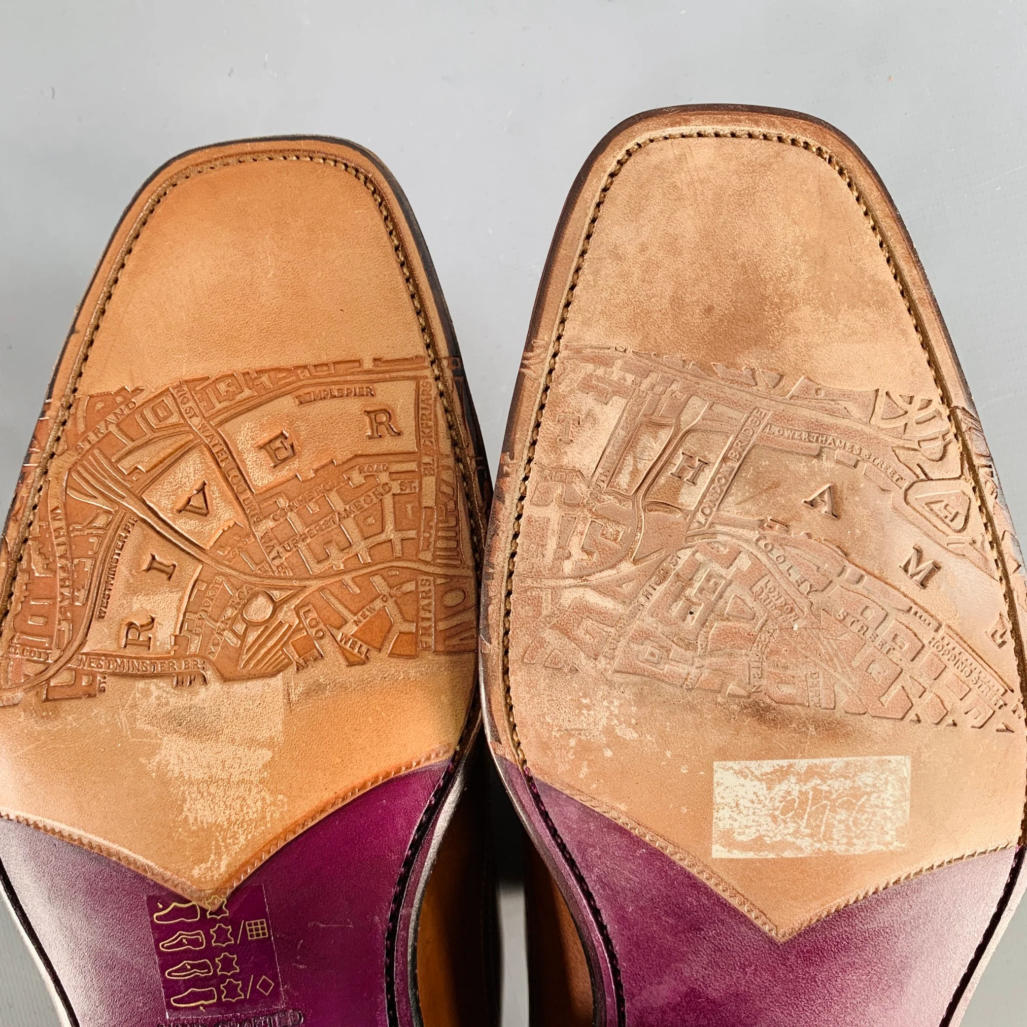 PAUL SMITH Size 8 Tan Perforated Leather Oxford Cap Toe Lace-Up Shoes - Image 8