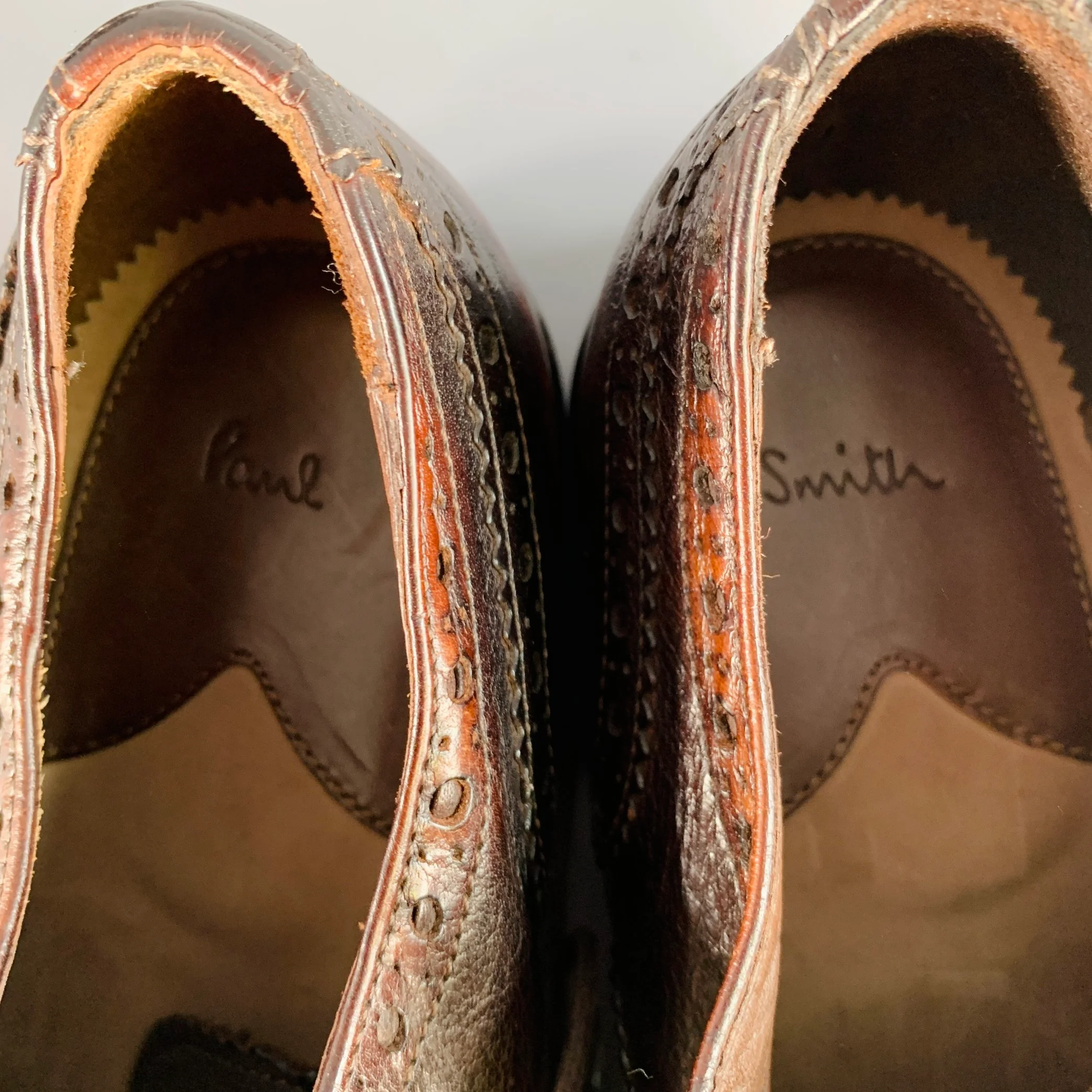 PAUL SMITH Size 9.5 Brown Antique Leather Oxford Wingtip Lace-Up Shoes - Image 7