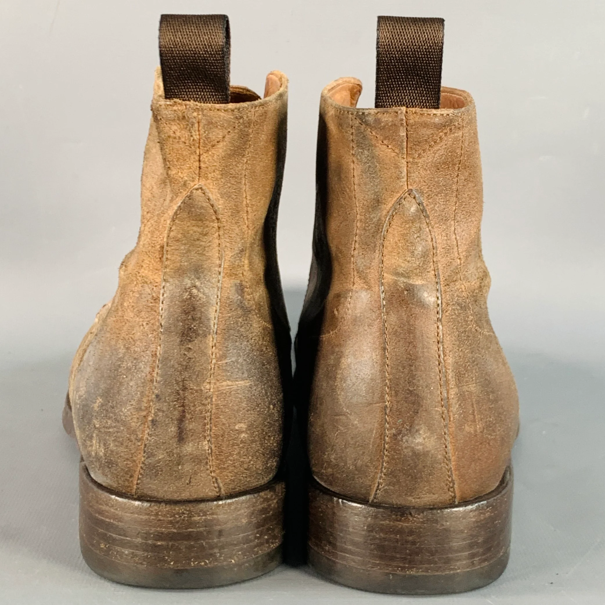 PAUL SMITH Size 9 Brown Antique Leather Cap Toe Lace-Up Boots - Image 3