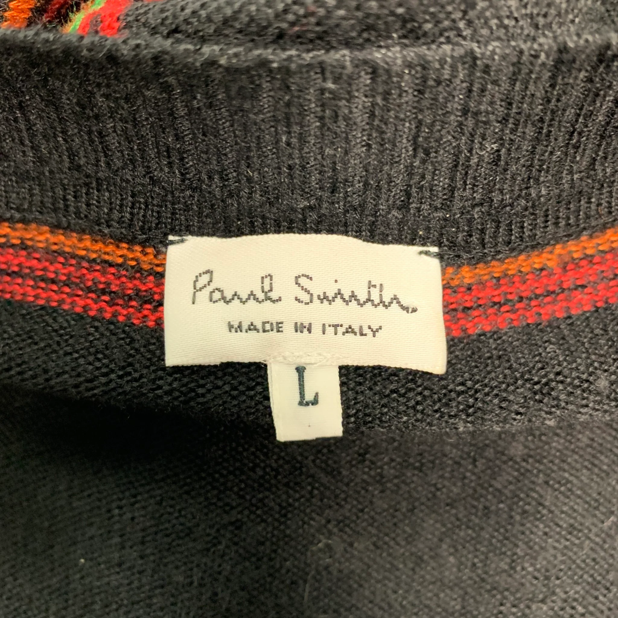 PAUL SMITH Size L Black Red Stripe Bamboo Blend Crew-Neck Pullover - Image 4