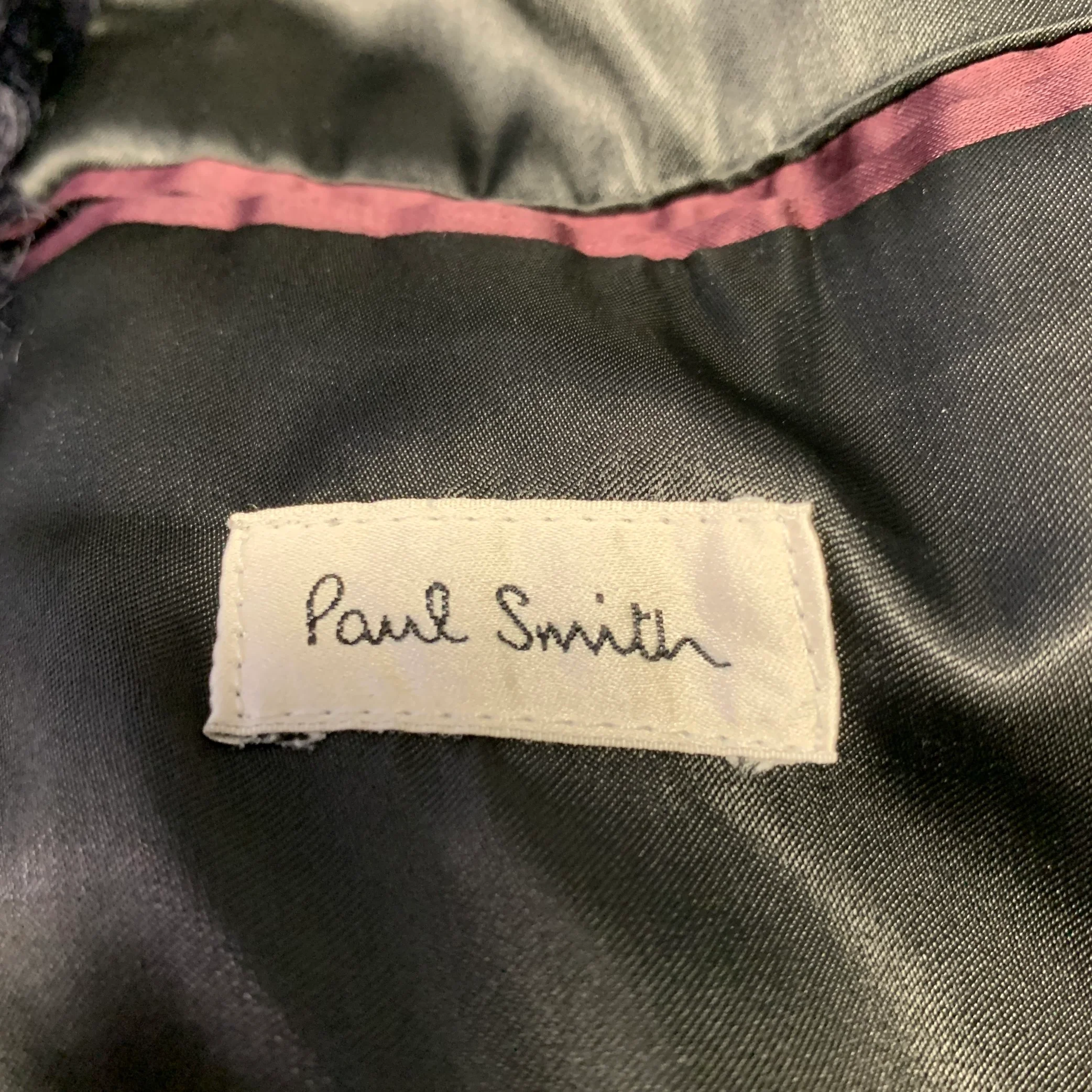 PAUL SMITH Size L Black Textured Mohair Blend Shawl Collar Coat - Image 4