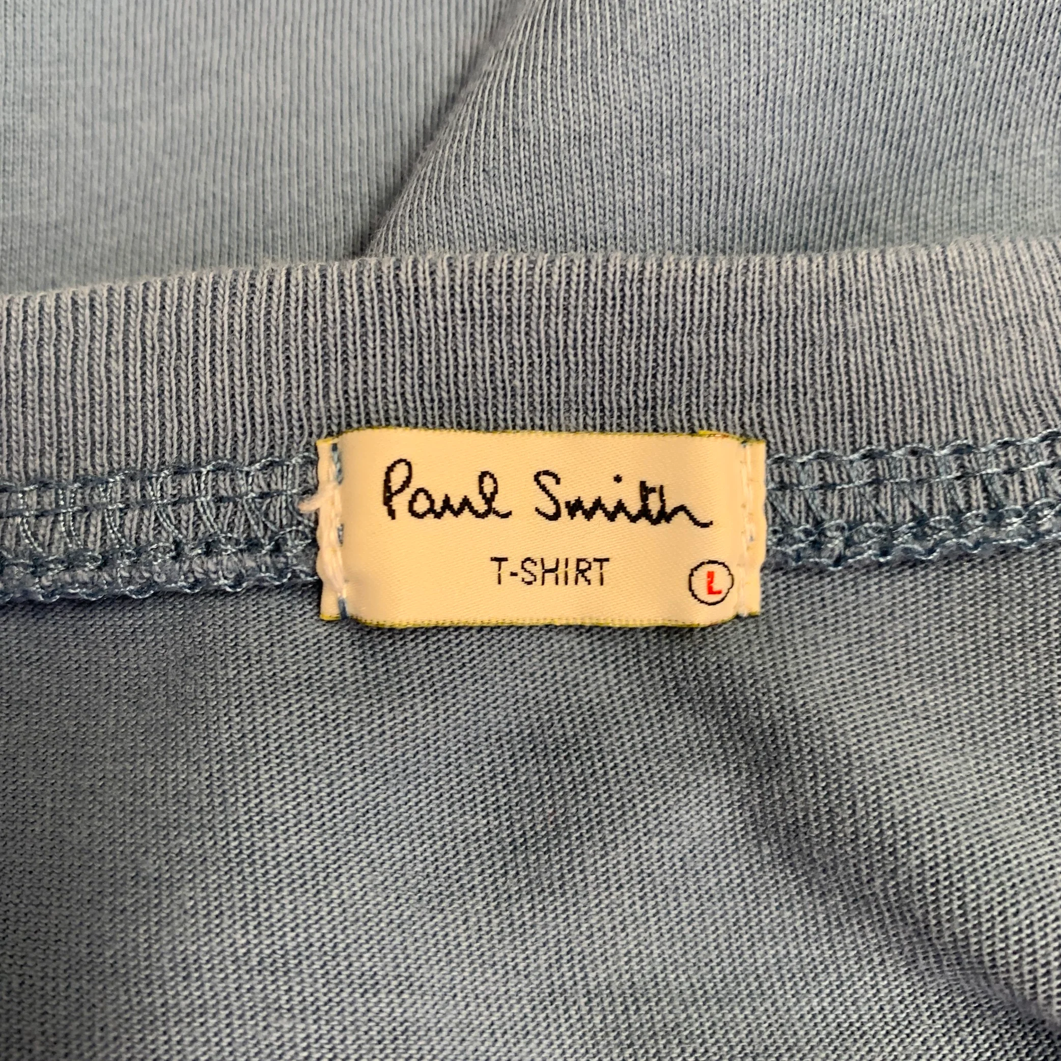 PAUL SMITH Size L Blue Multi Color Patch Cotton Crew Neck T-shirt - Image 5