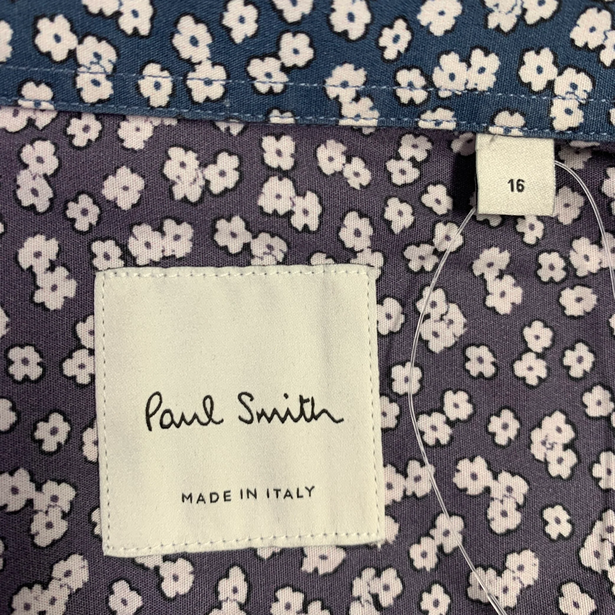 PAUL SMITH Size L Blue White Floral Cotton Spread Collar Long Sleeve Shirt - Image 5