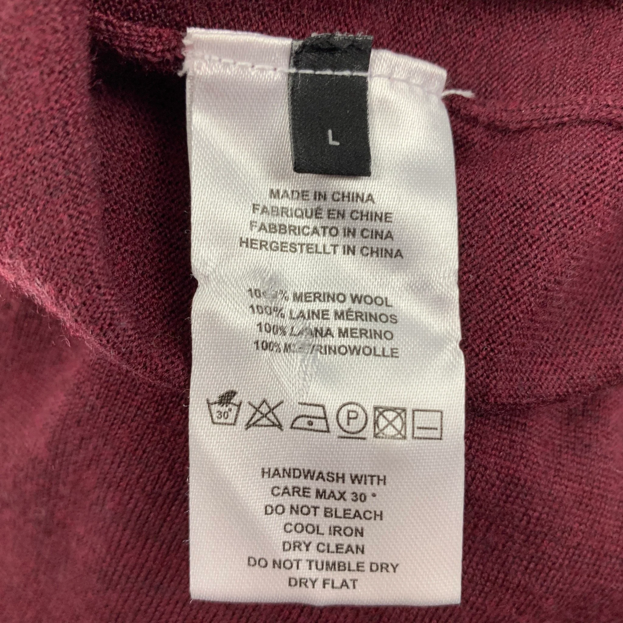 PAUL SMITH Size L Burgundy Merino Wool Long Sleeve Polo - Image 4