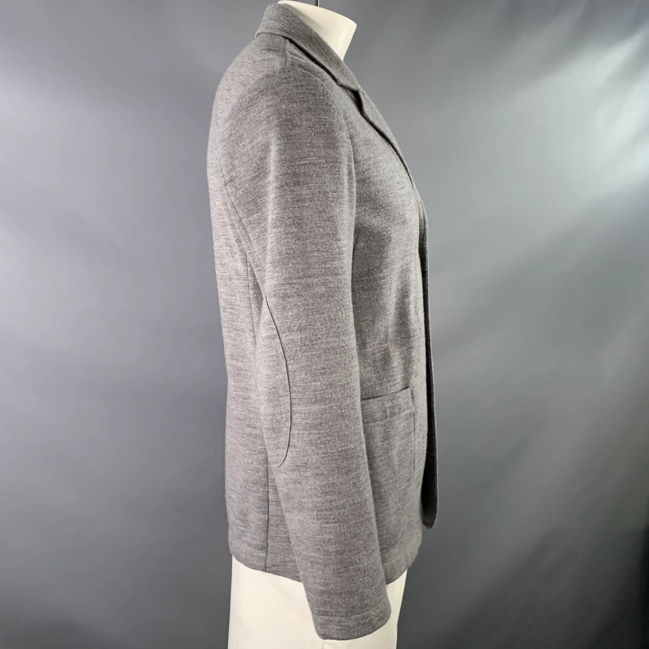 PAUL SMITH Size L Grey Heather Wool Blend Single Breasted Notch Lapel Buttoned Jacket - Image 2
