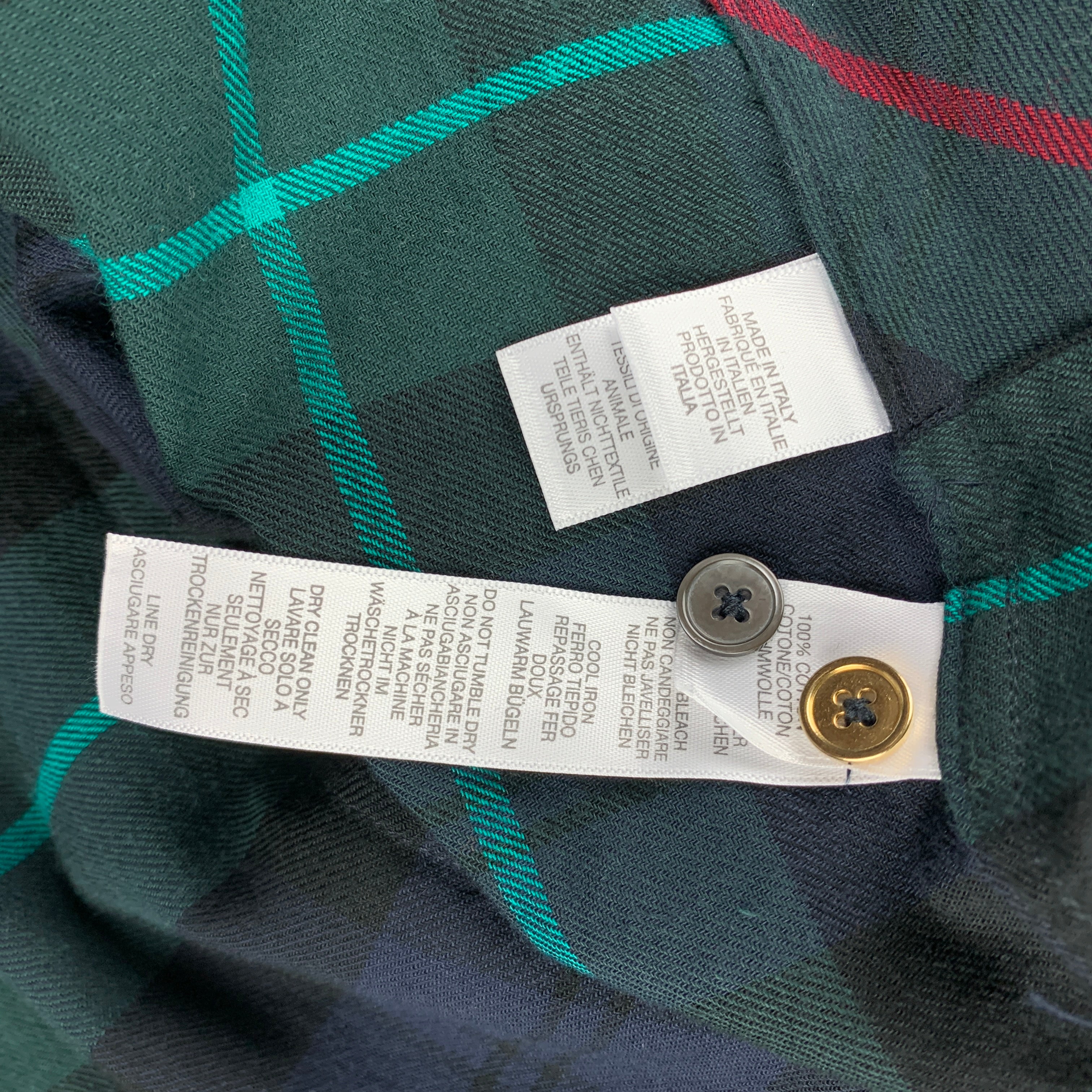 PAUL SMITH Size L Navy Green Plaid Cotton Button Up Long Sleeve Shirt - Image 4