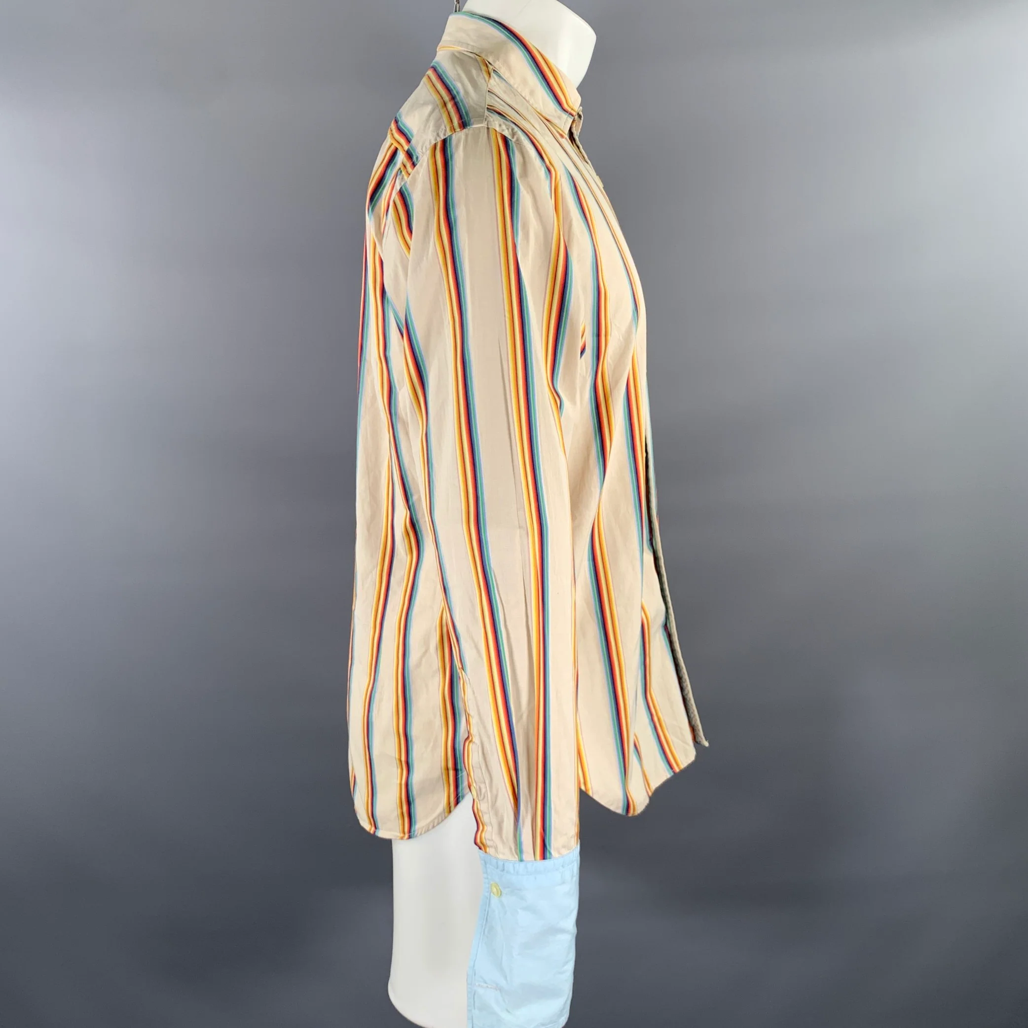 PAUL SMITH Size L Pink Blue & Green Mixed Patterns Cotton Long Sleeve Shirt - Image 3
