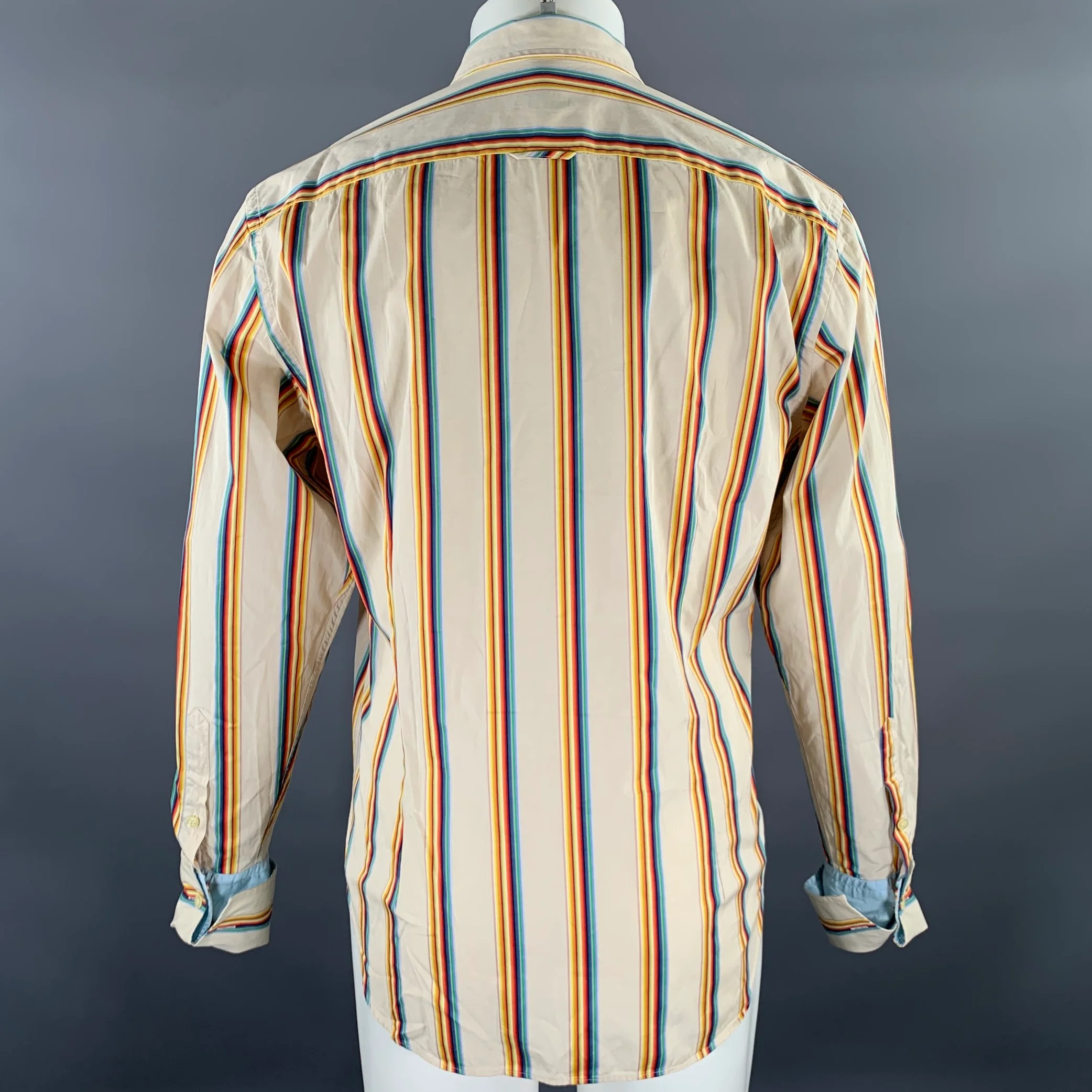 PAUL SMITH Size L Pink Blue & Green Mixed Patterns Cotton Long Sleeve Shirt - Image 4