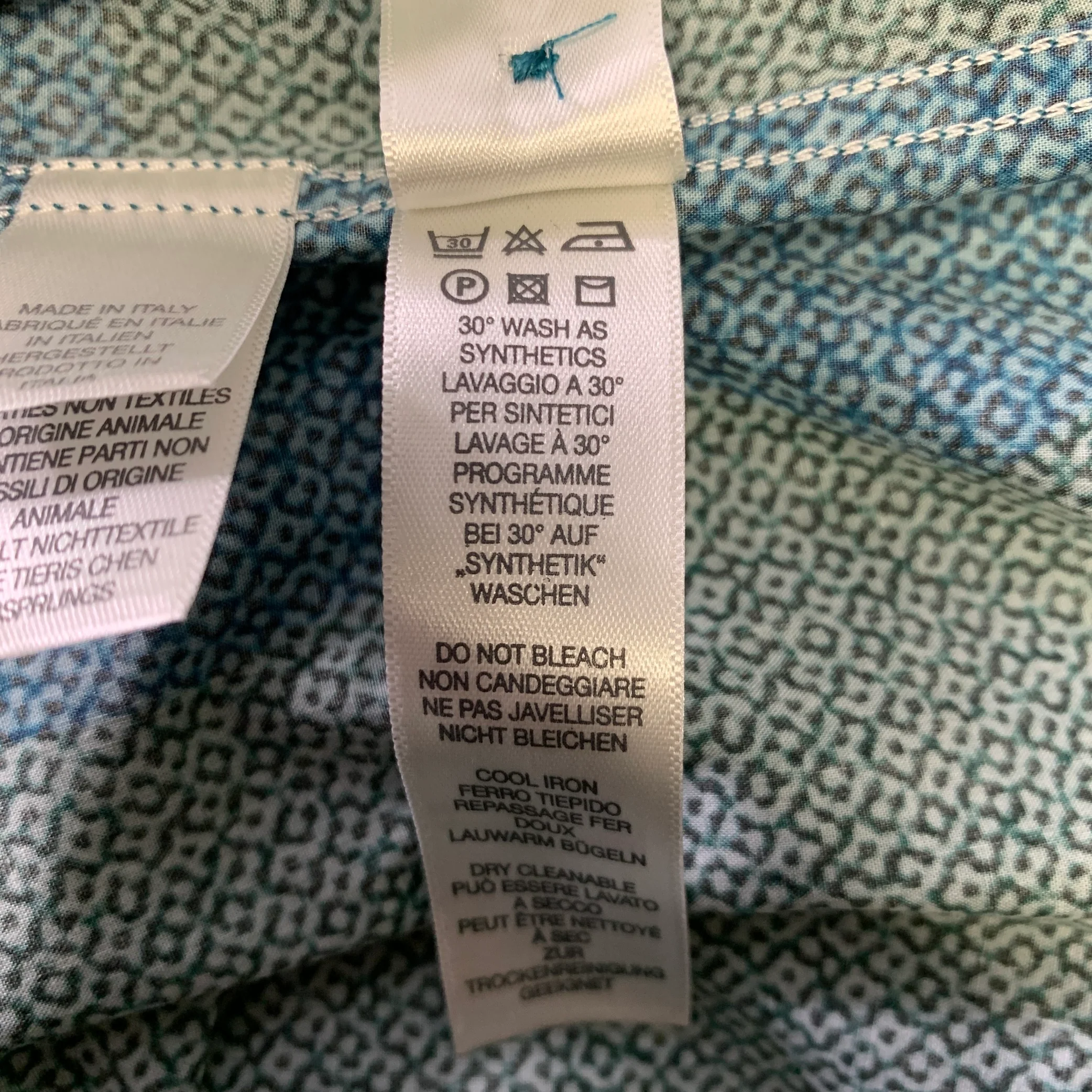 PAUL SMITH Size L Teal Mustard Geometric Cotton Long Sleeve Shirt - Image 8