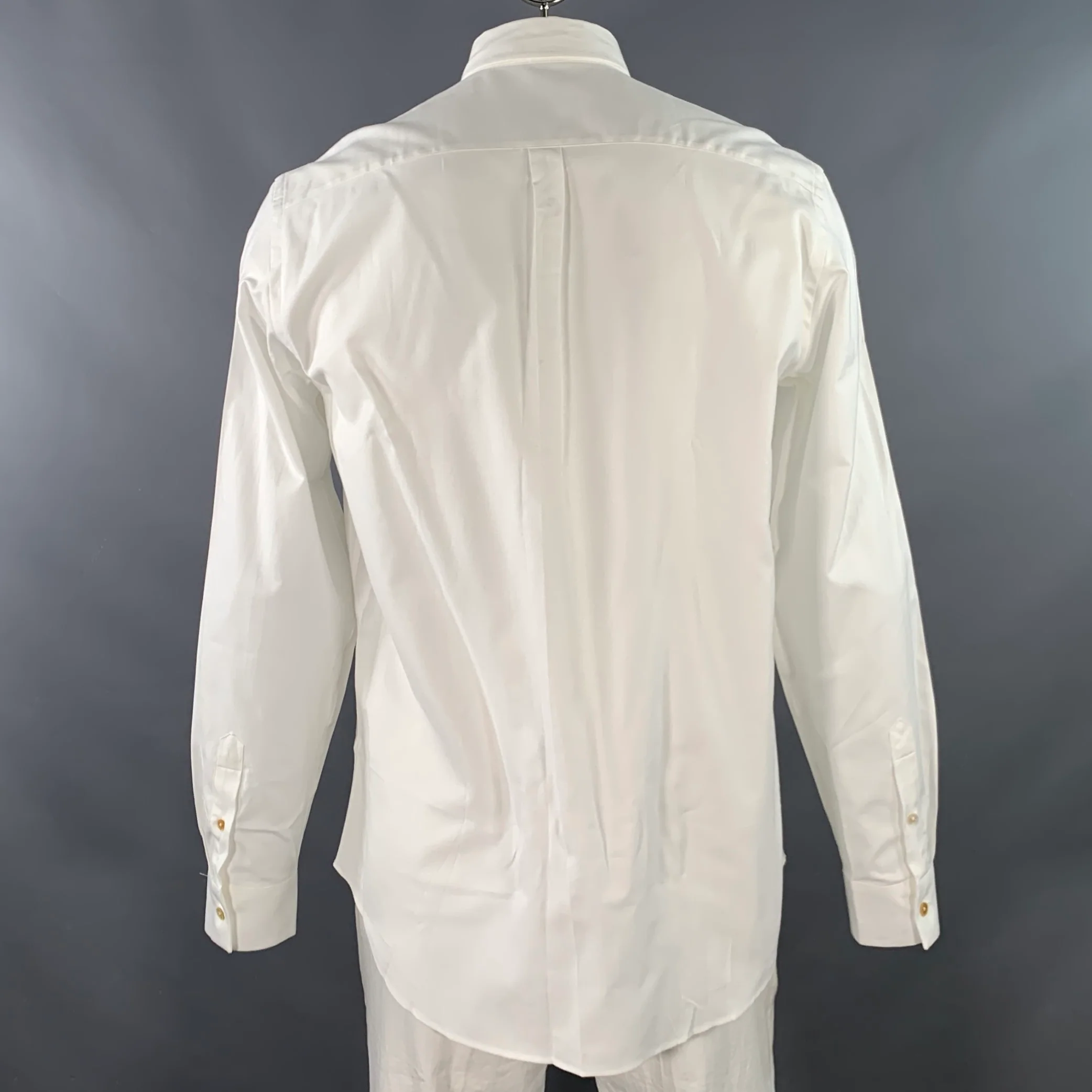 PAUL SMITH Size L White Contrast Trim Cotton One Pocket Long Sleeve Shirt - Image 4