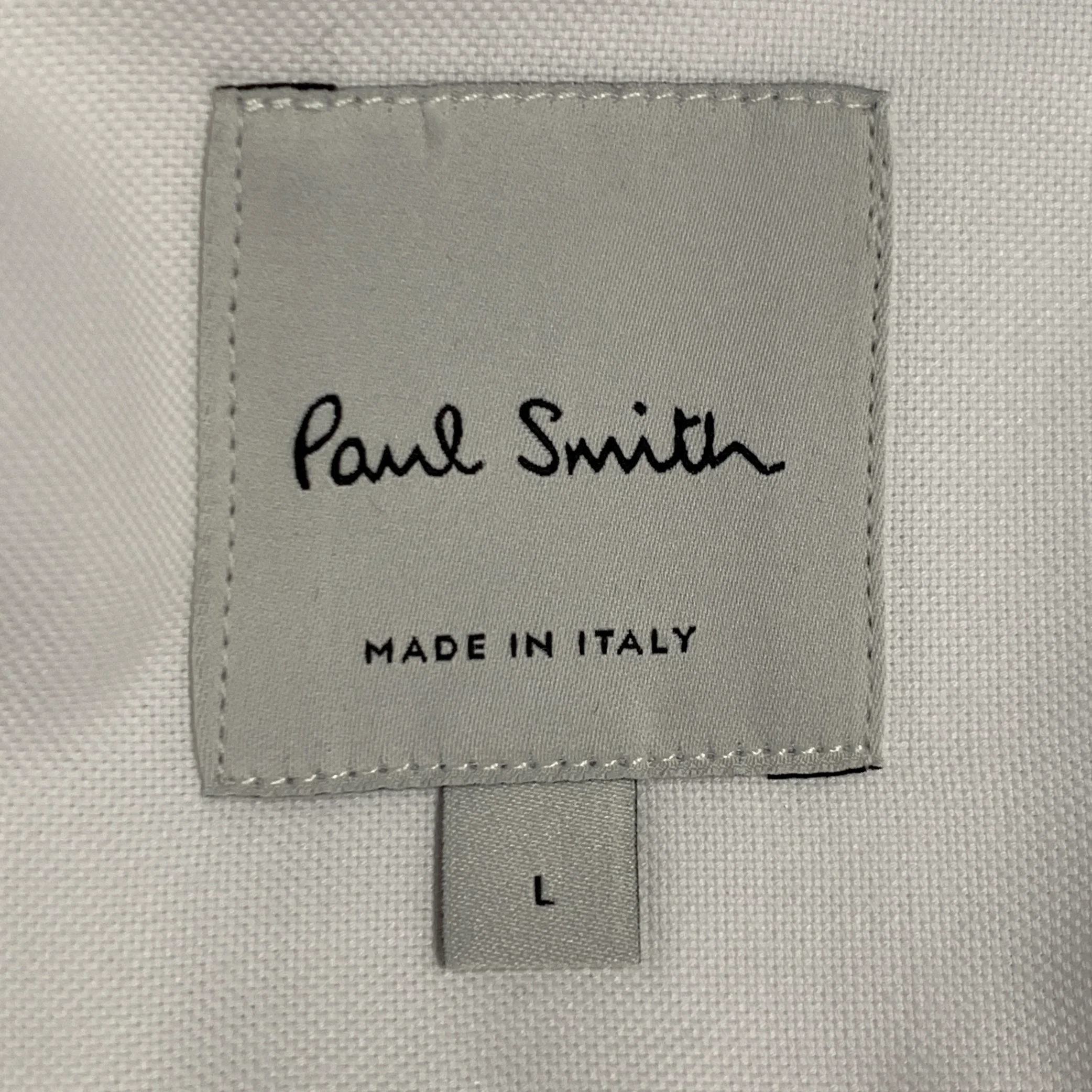 PAUL SMITH Size L White Contrast Trim Cotton One Pocket Long Sleeve Shirt - Image 7