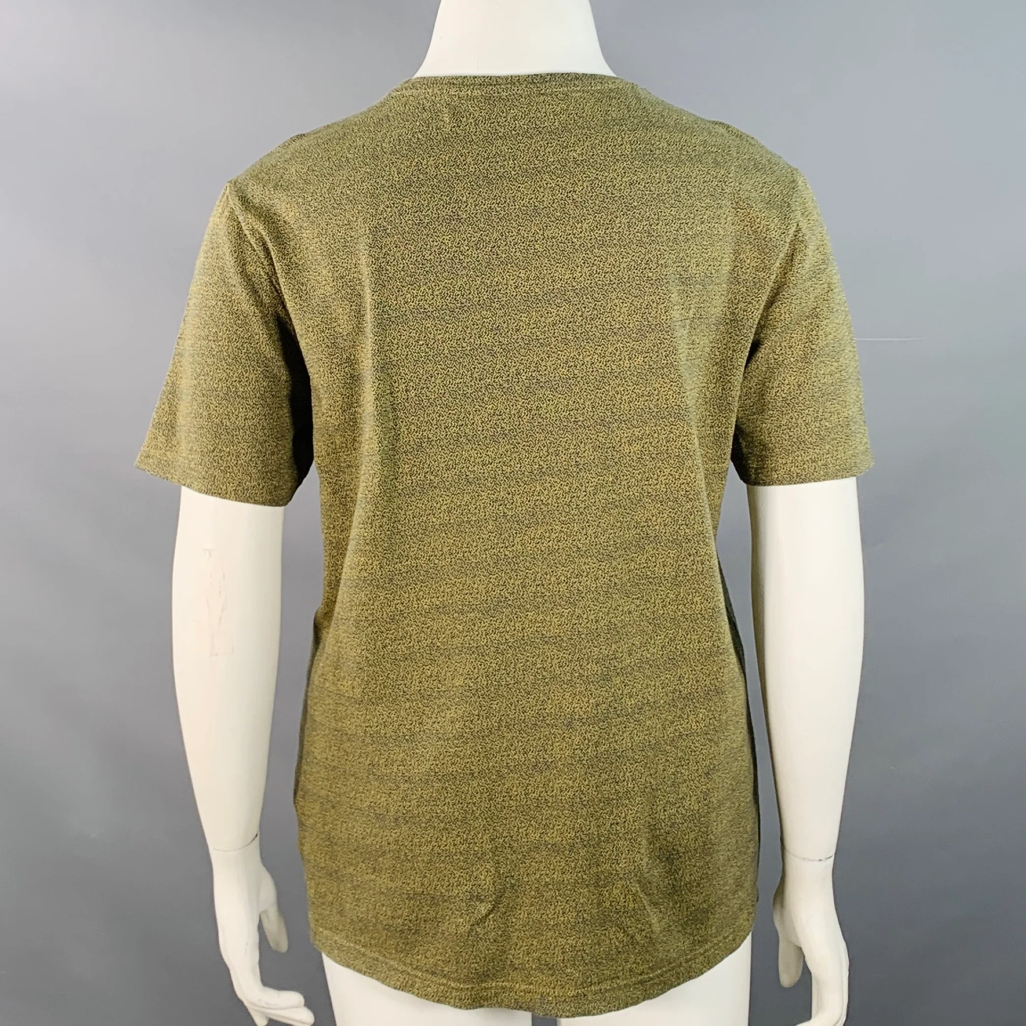 PAUL SMITH Size L Yellow Blue Cotton Melange Crew Neck T-Shirt - Image 3