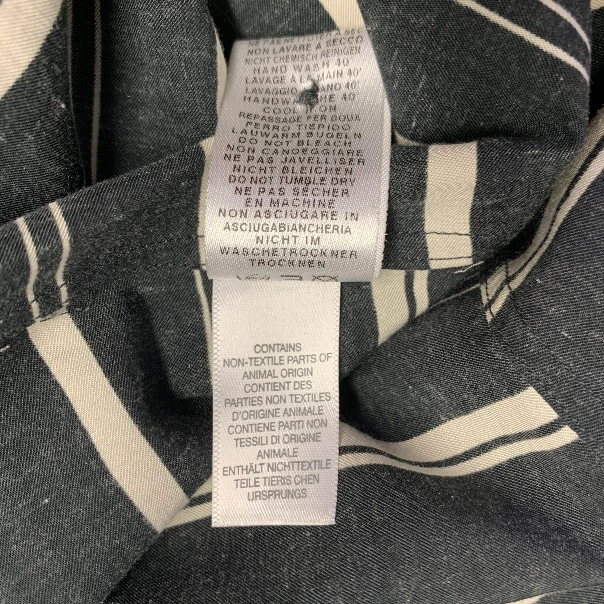 PAUL SMITH Size M Black Cream Stripe Pleated Cotton Blend Long Sleeve Shirt - Image 8
