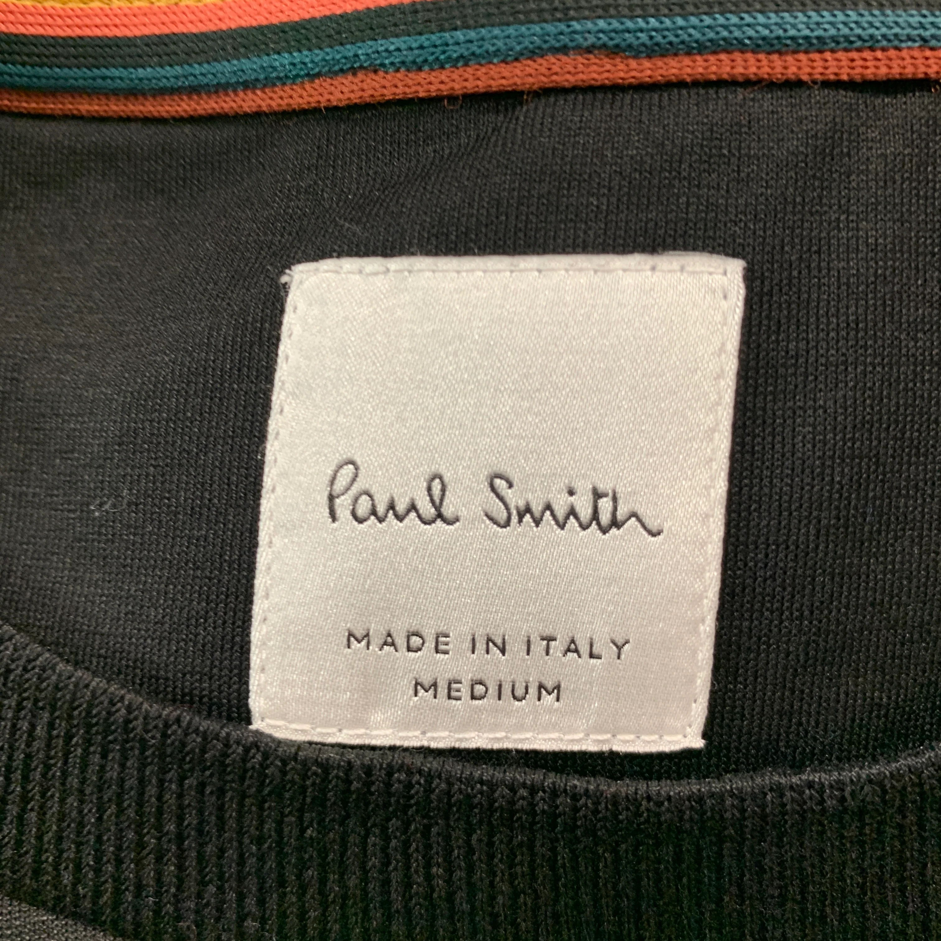 PAUL SMITH Size M Black Navy Stripe Cotton Short Sleeve T-shirt - Image 5