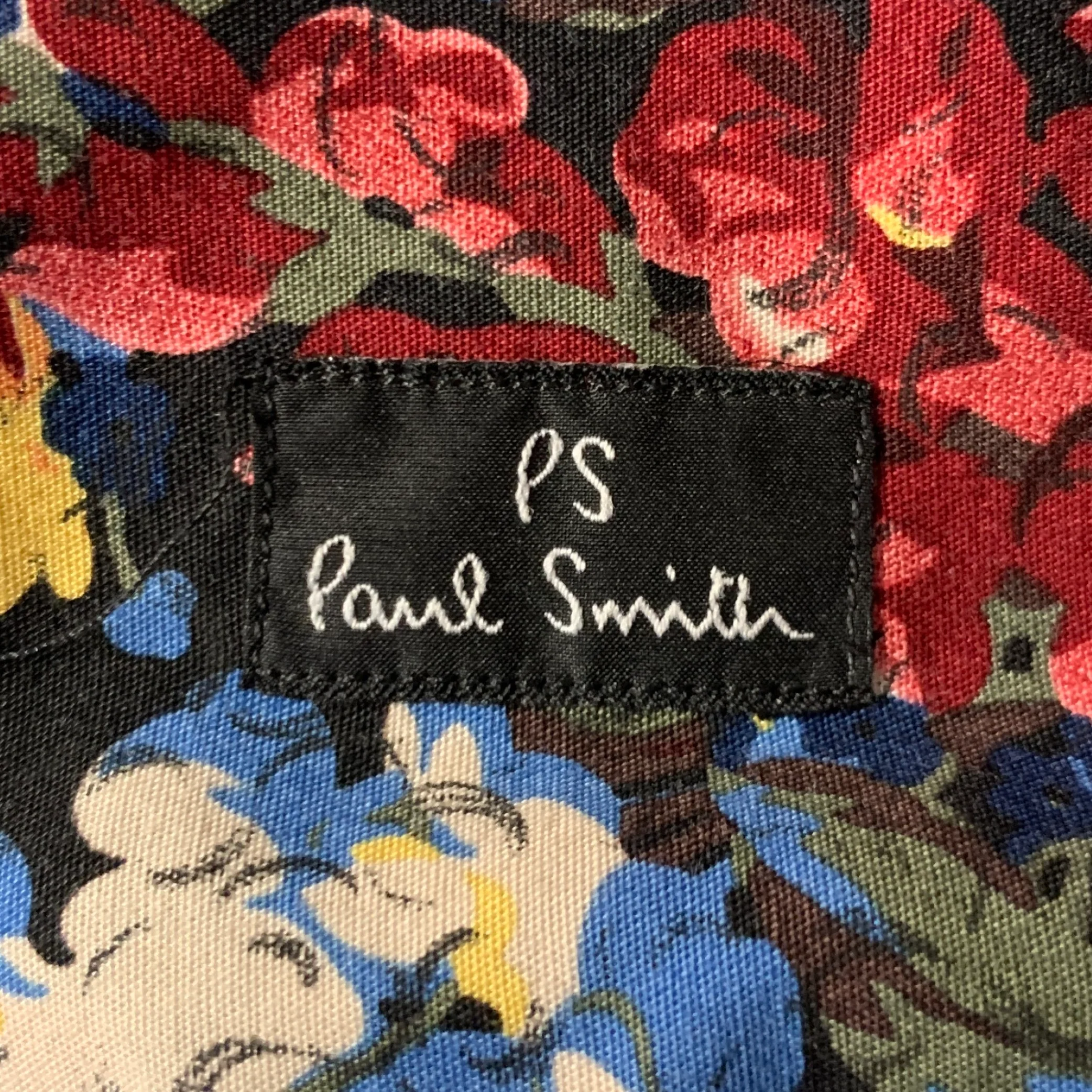 PAUL SMITH Size M Black Pink Floral Cotton Long Sleeve Shirt - Image 6