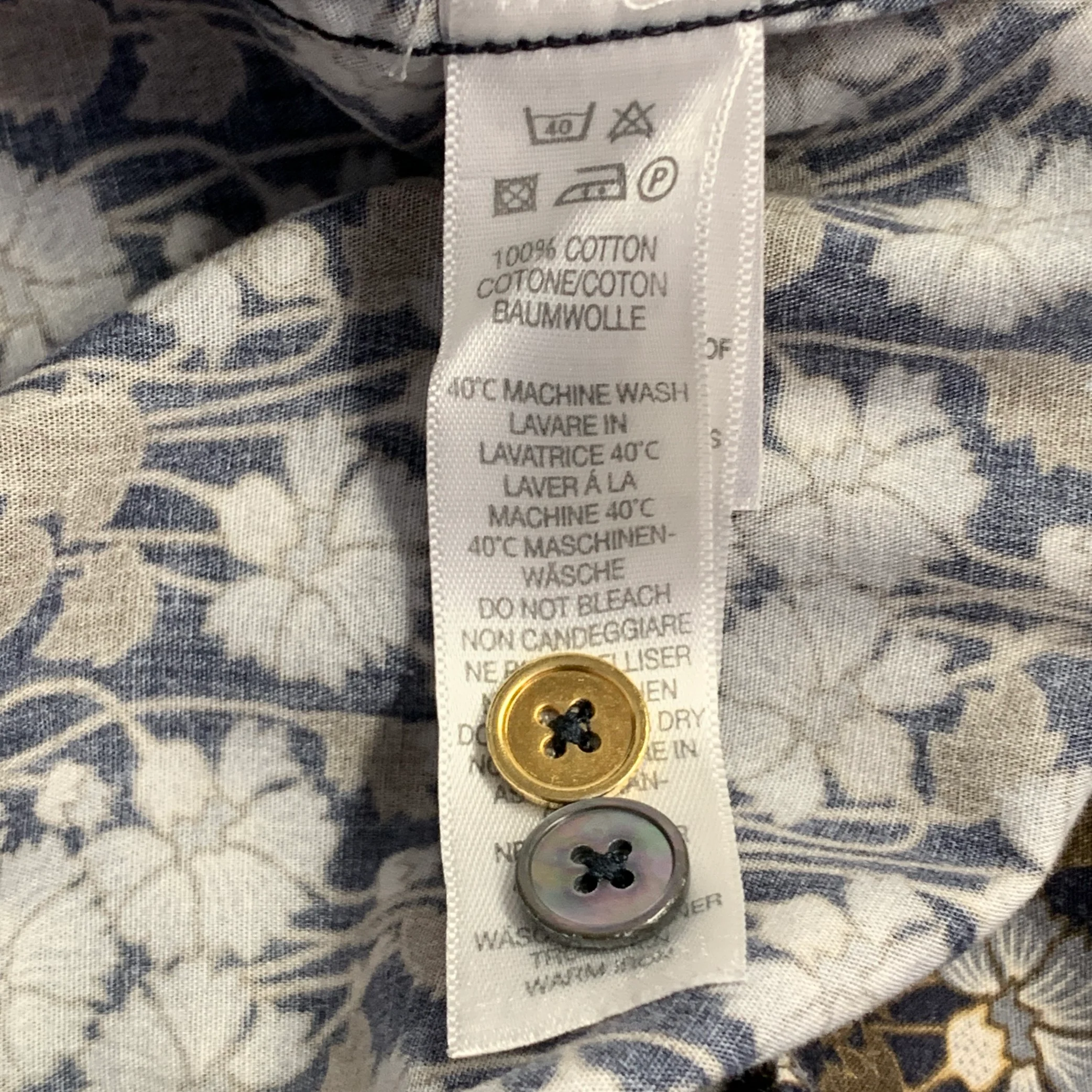 PAUL SMITH Size M Navy Brown Blue Floral Cotton Long Sleeve Shirt - Image 6