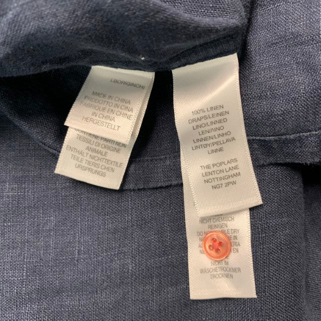 PAUL SMITH Size M Navy Linen Short Sleeve Shirt - Image 8
