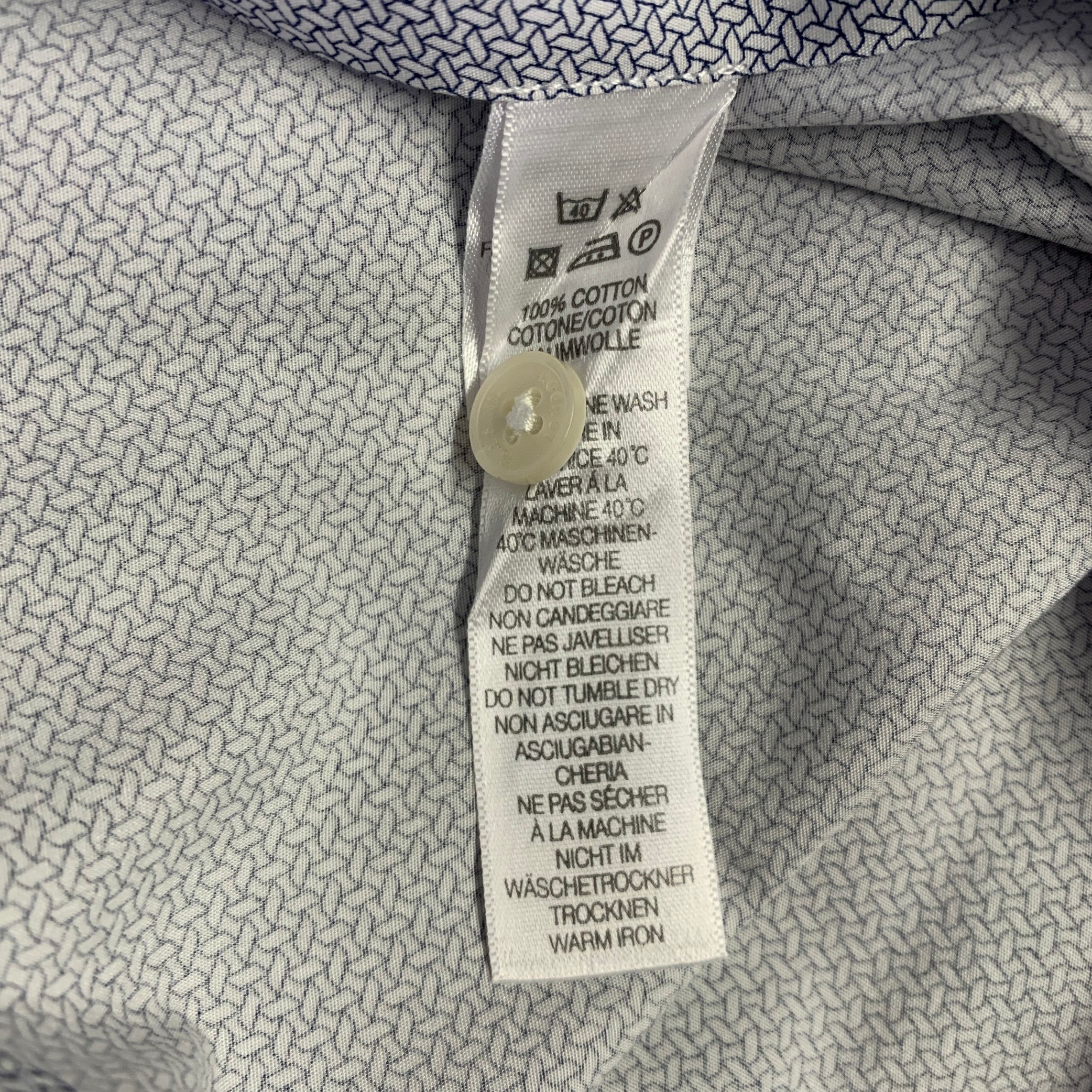 PAUL SMITH Size M Navy White Pattern Cotton Button Up Long Sleeve Shirt - Image 6