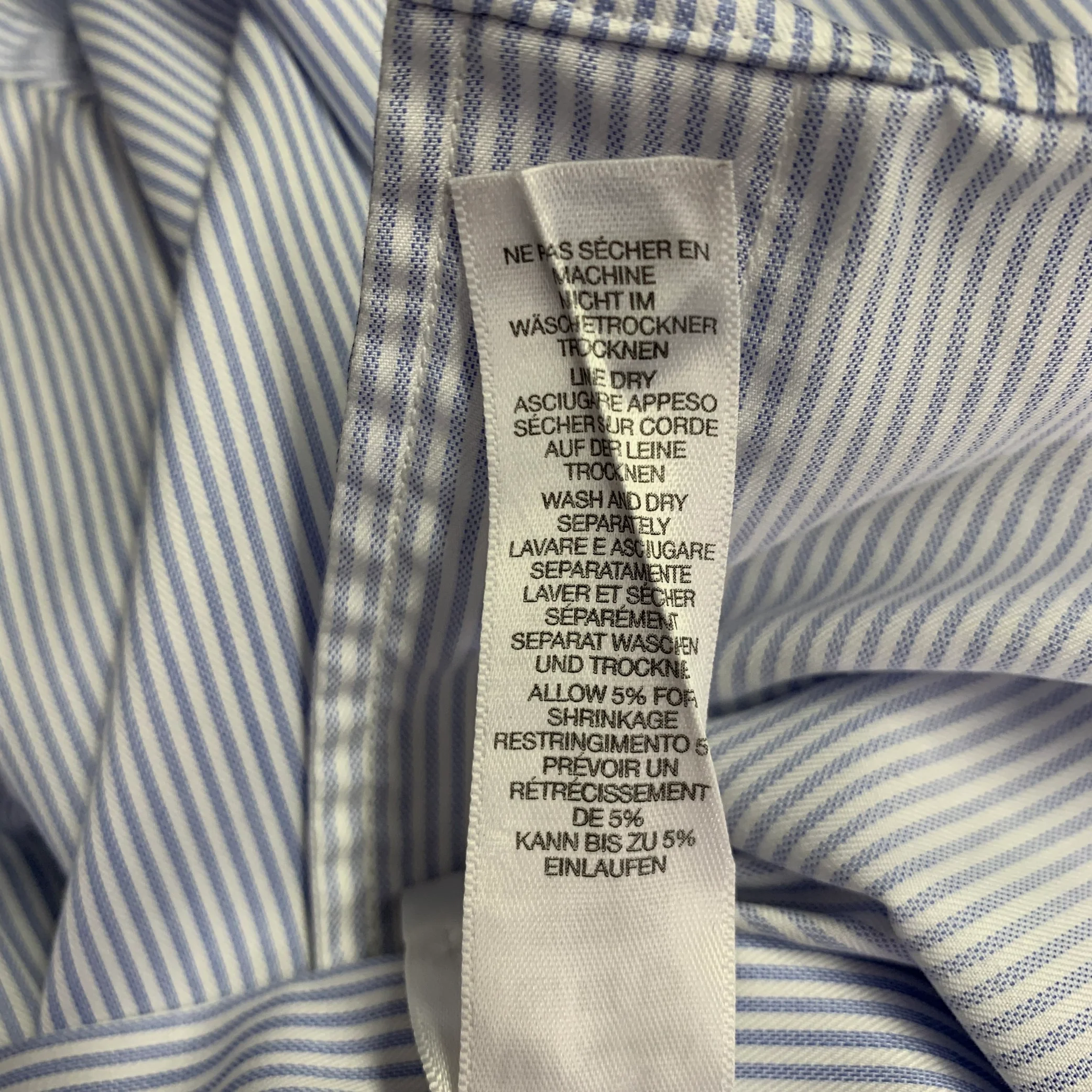 PAUL SMITH Size M White Light Blue Stripe Cotton Button Down Long Sleeve Shirt - Image 7