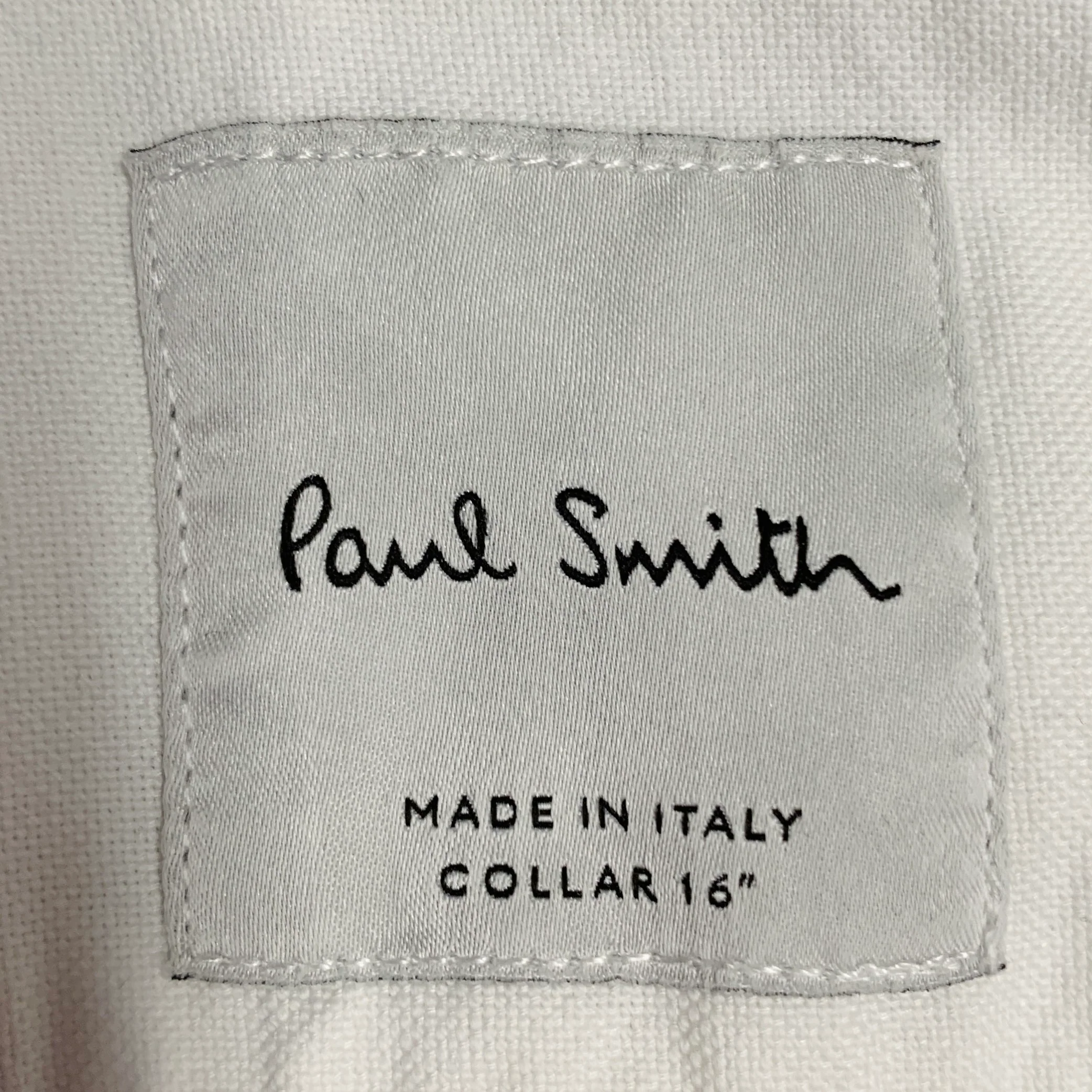 PAUL SMITH Size M White Navy Cotton Contrast Trim Long Sleeve Shirt - Image 8