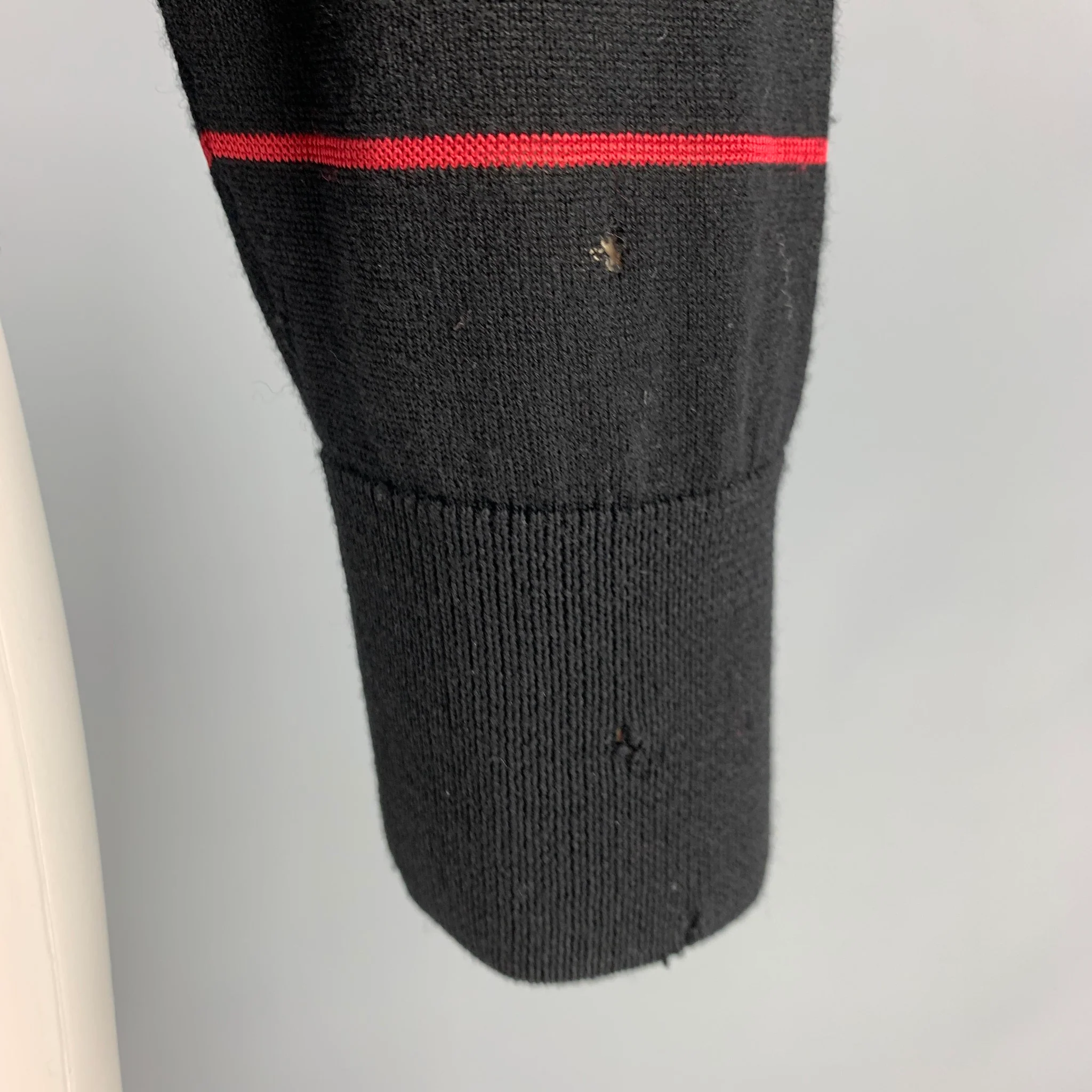 PAUL SMITH Size S Black Red Merino Wool Polo Pullover - Image 5