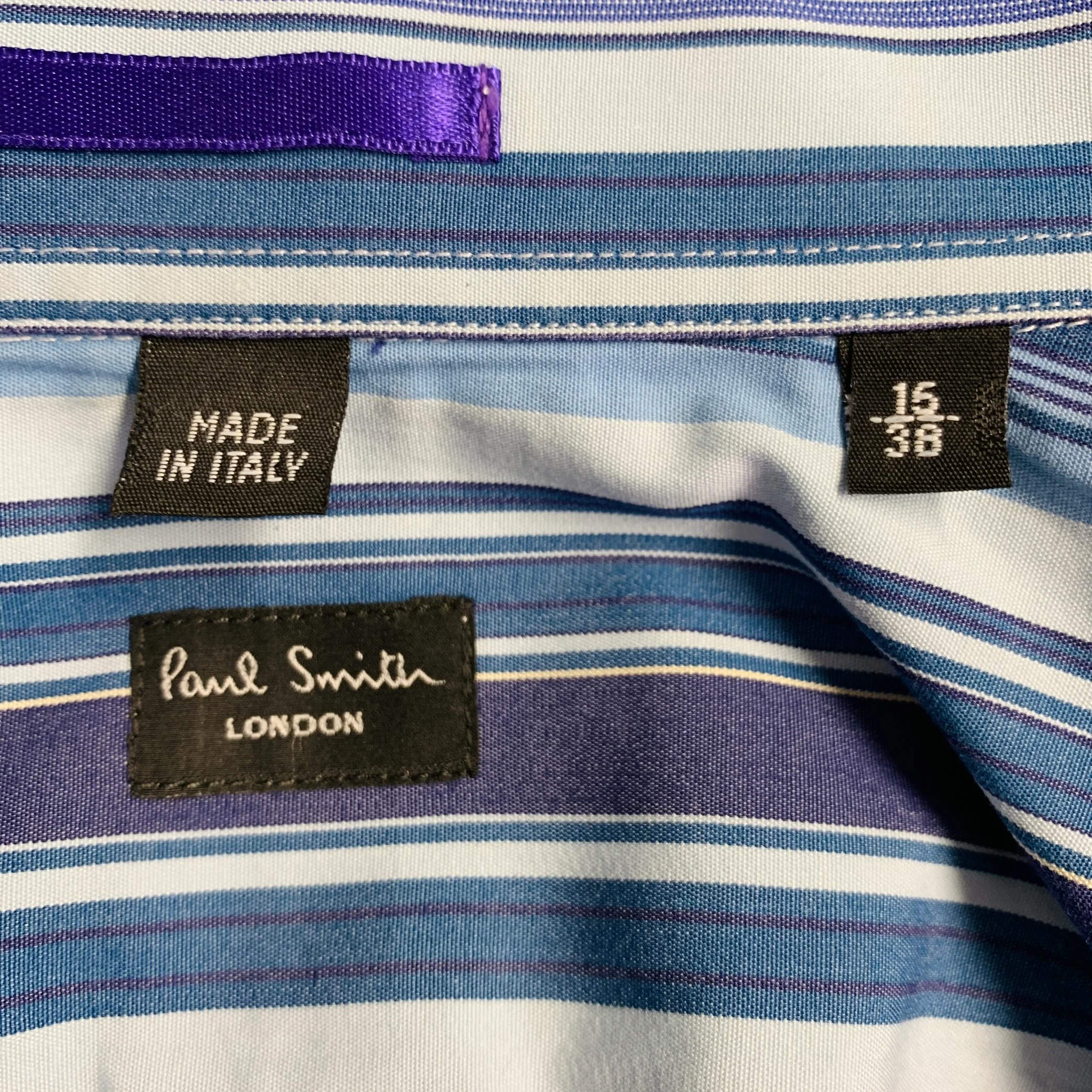 PAUL SMITH Size S Blue Navy Stripe Cotton French Cuff Long Sleeve Shirt - Image 5