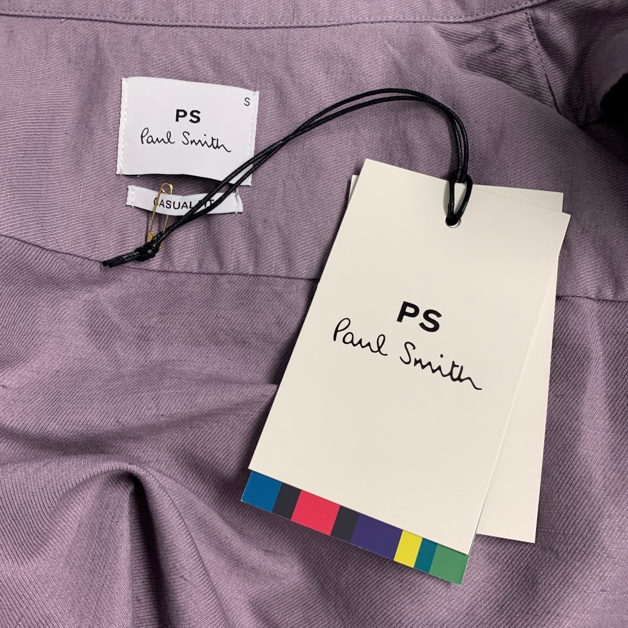 PAUL SMITH Size S Purple Linen Cotton Camp Short Sleeve Shirt - Image 4