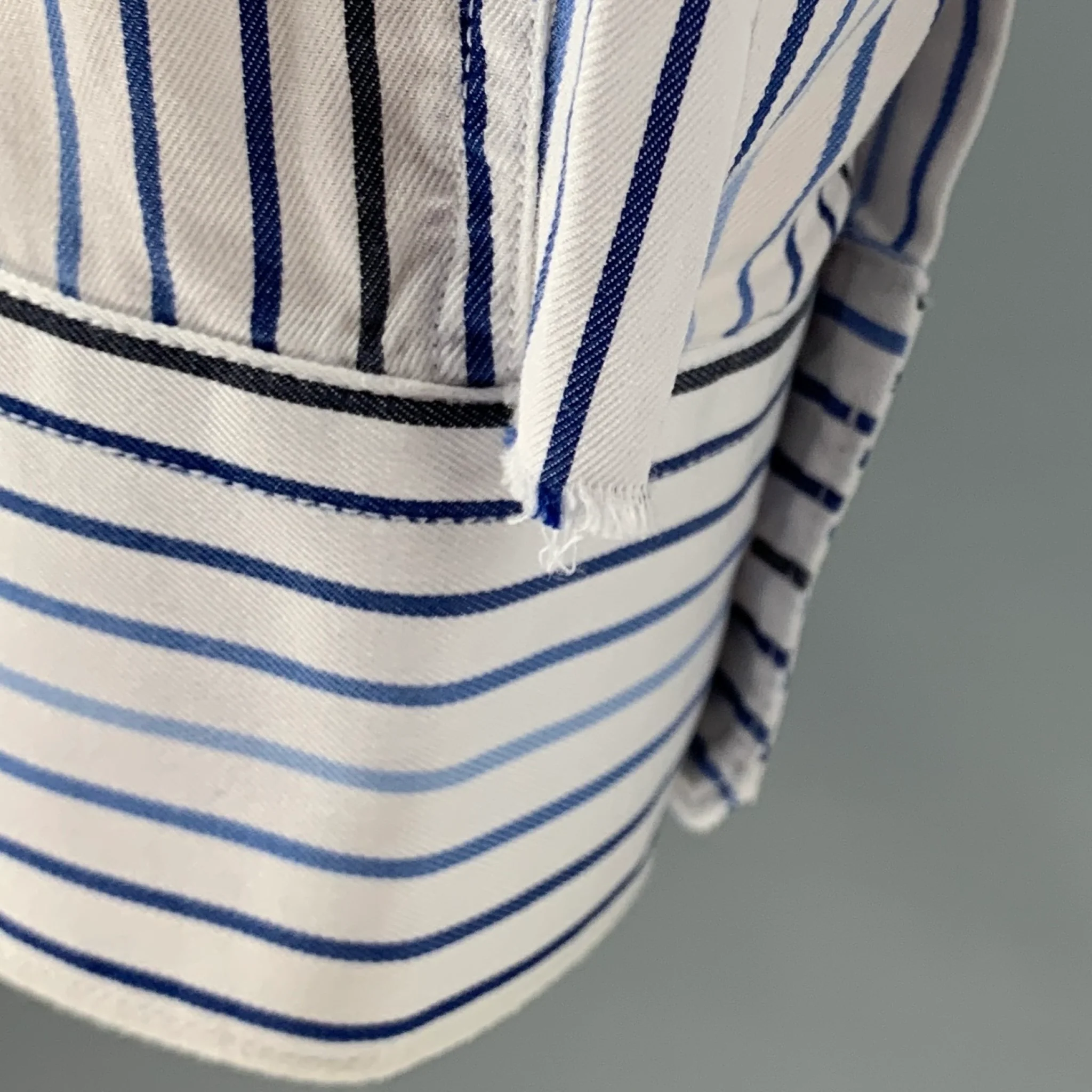 PAUL SMITH Size S White Blue Stripe Cotton Long Sleeve Shirt - Image 6