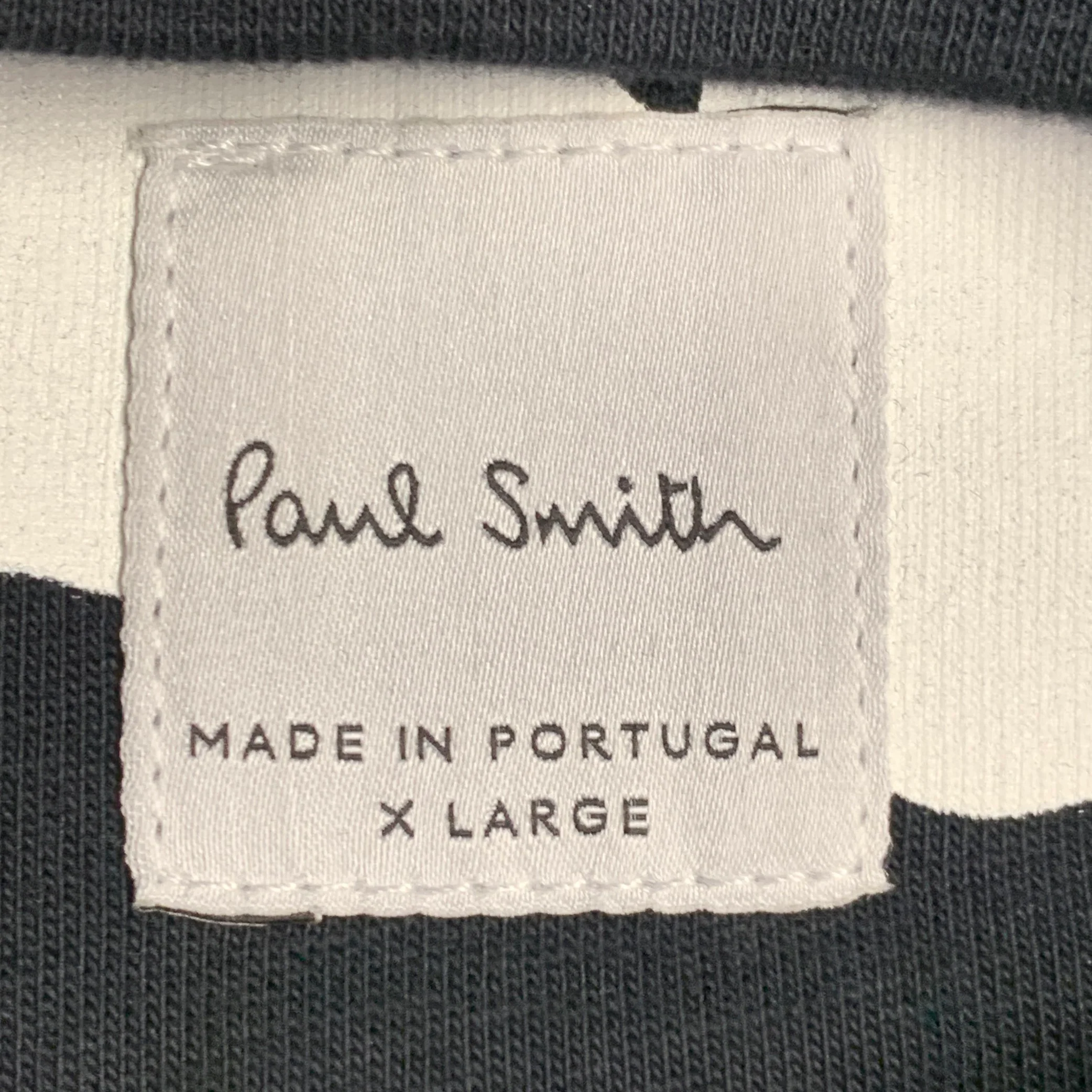 PAUL SMITH Size XL Black White Logo Cotton Zipper Short Sleeve Pullover - Image 5
