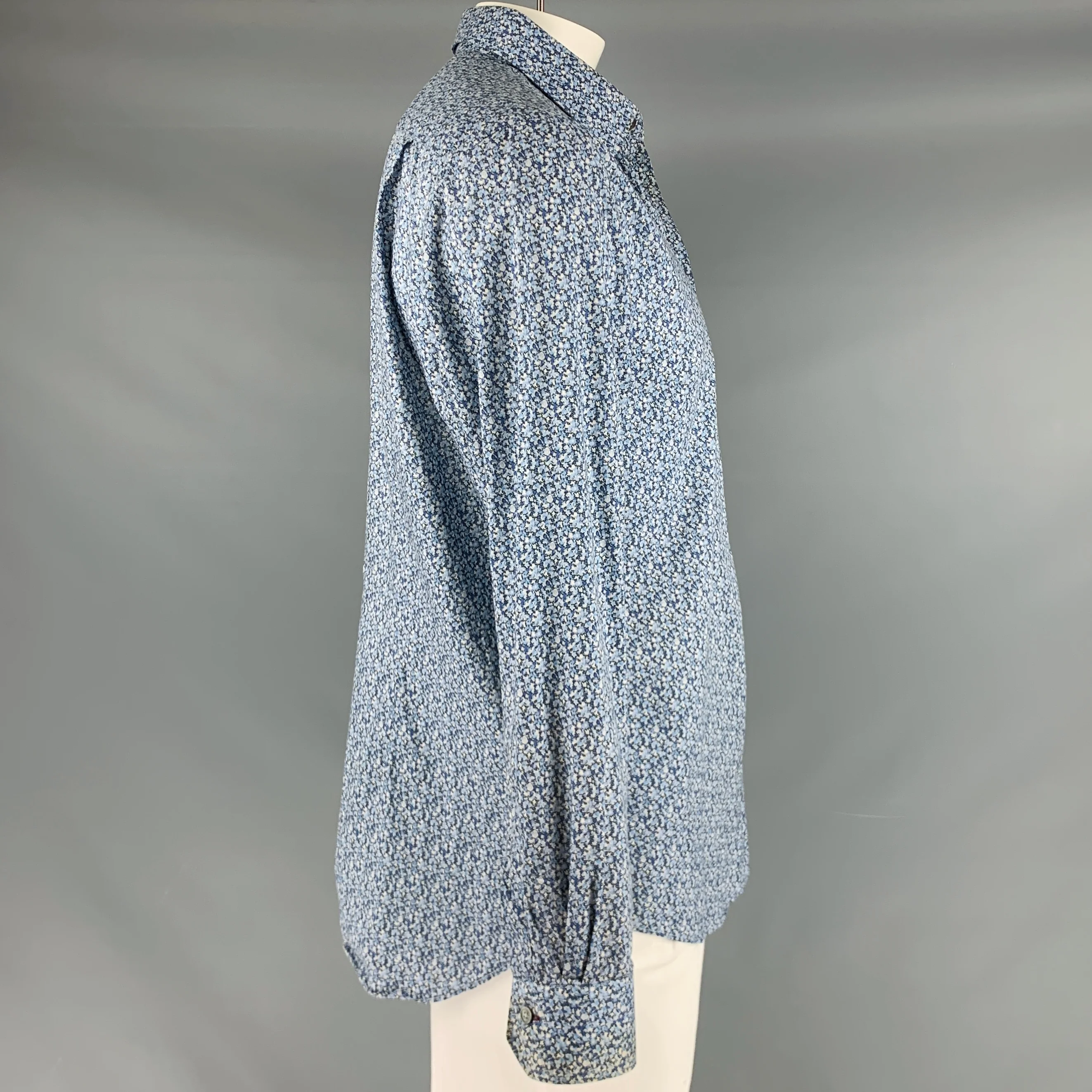 PAUL SMITH Size XL Blue Abstract Print Cotton Button Up Long Sleeve Shirt - Image 3