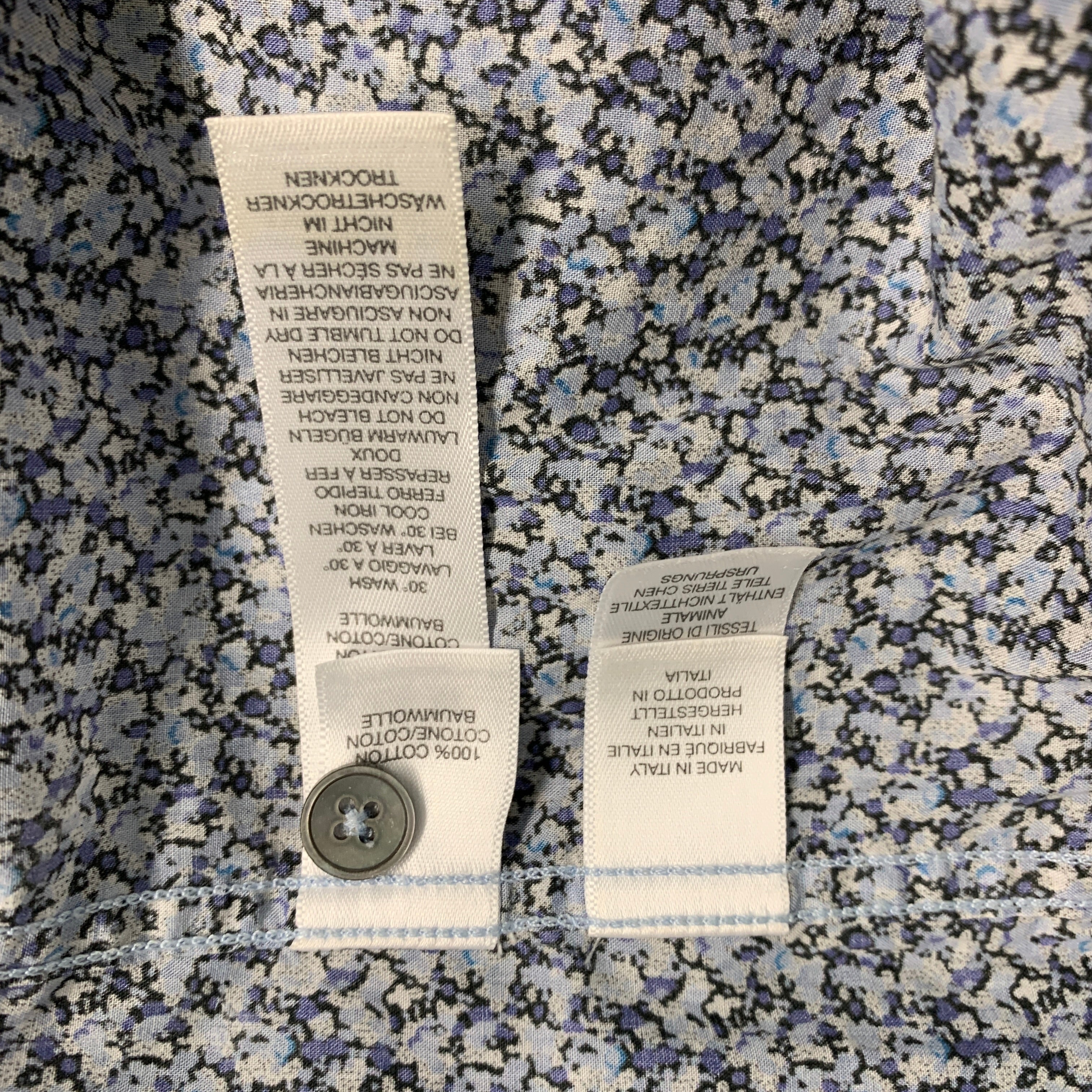 PAUL SMITH Size XL Blue Abstract Print Cotton Button Up Long Sleeve Shirt - Image 8