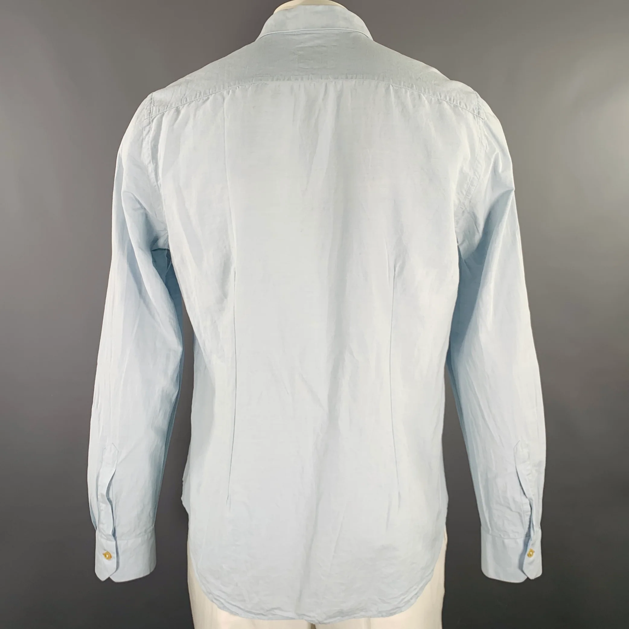 PAUL SMITH Size XL Light Blue Cotton Spread Collar Long Sleeve Shirt - Image 3