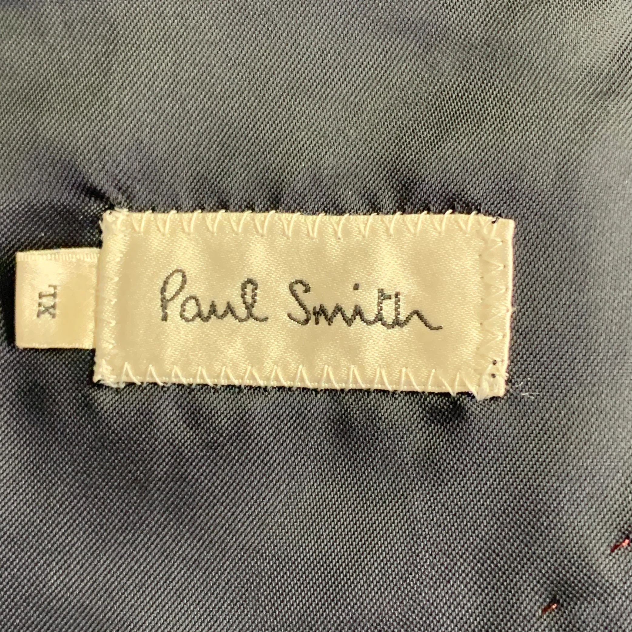 PAUL SMITH Size XL Navy Nylon Twill Double Breasted Coat - Image 4