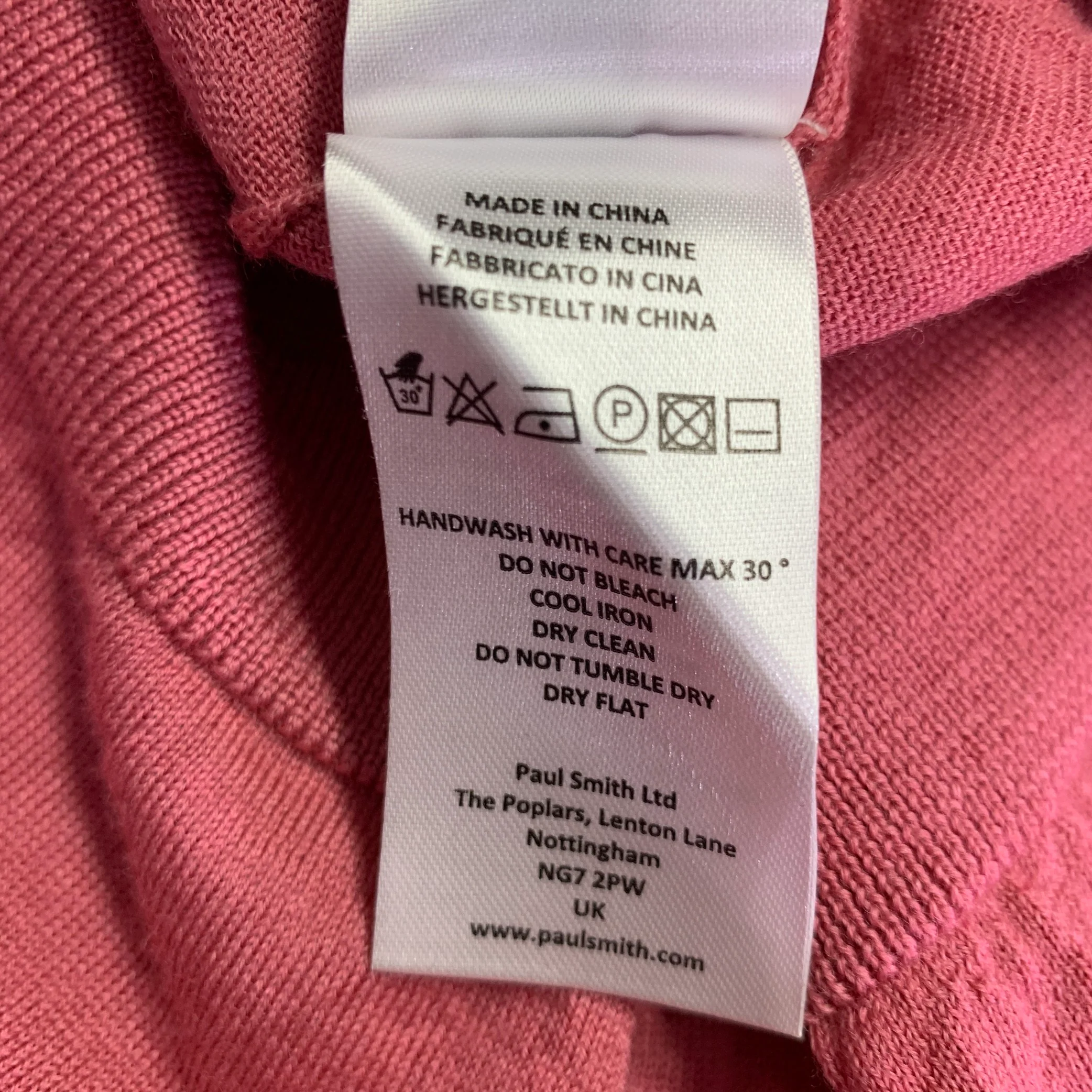 PAUL SMITH Size XL Pink Merino Wool Crew Neck Pullover - Image 7