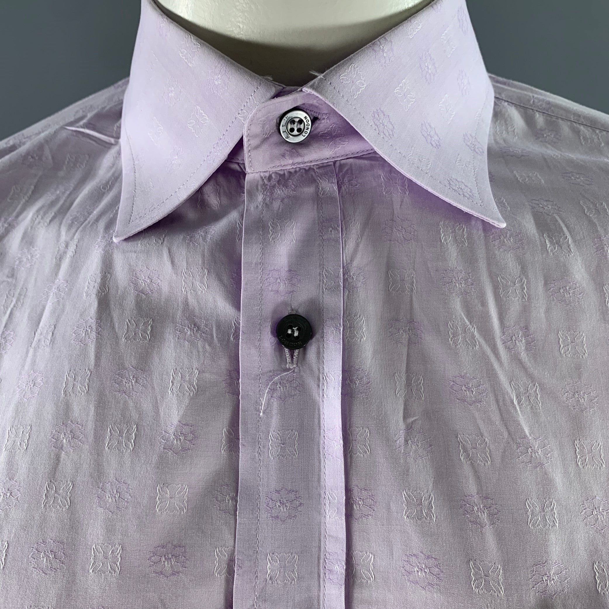 PAUL SMITH Size XL Purple Lavender Jacquard Cotton French Cuff Long Sleeve Shirt - Image 2