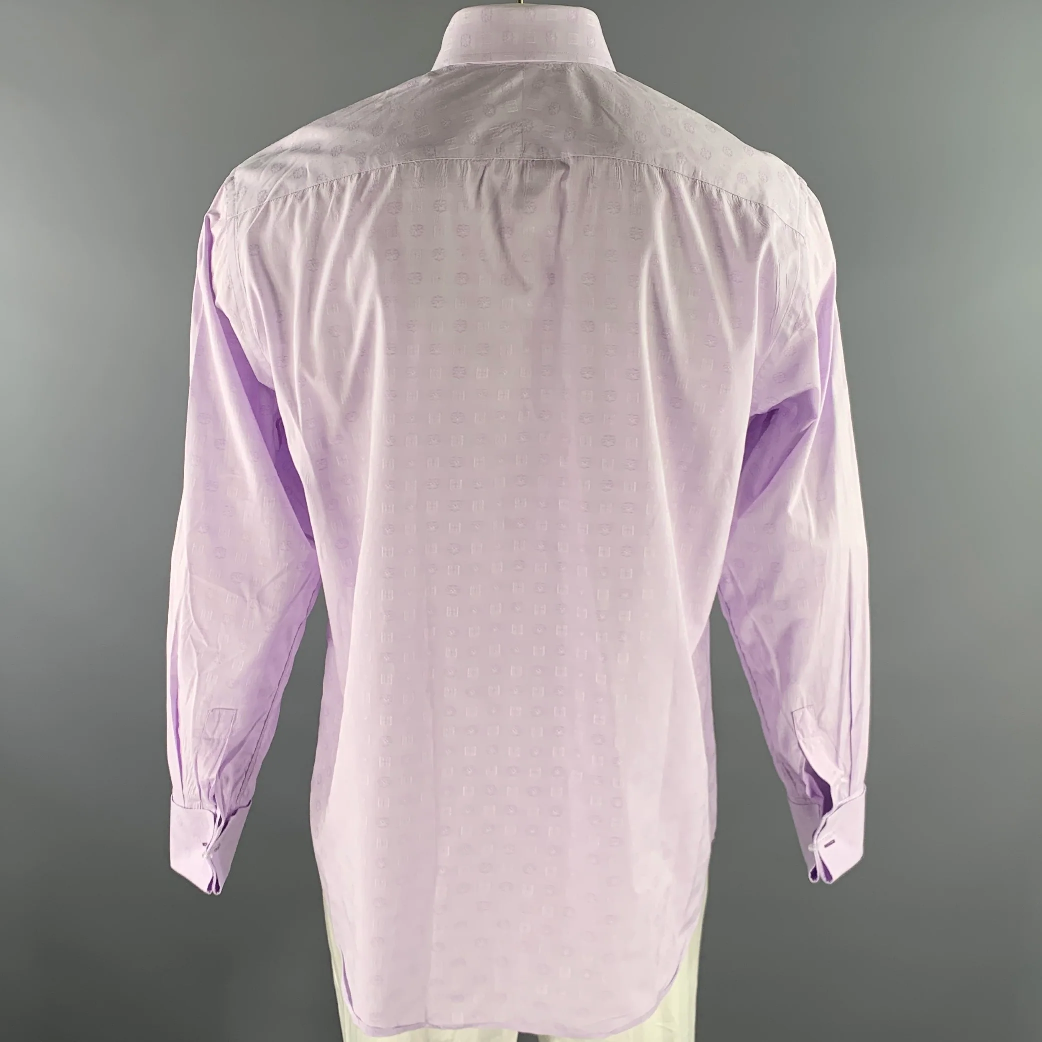 PAUL SMITH Size XL Purple Lavender Jacquard Cotton French Cuff Long Sleeve Shirt - Image 4
