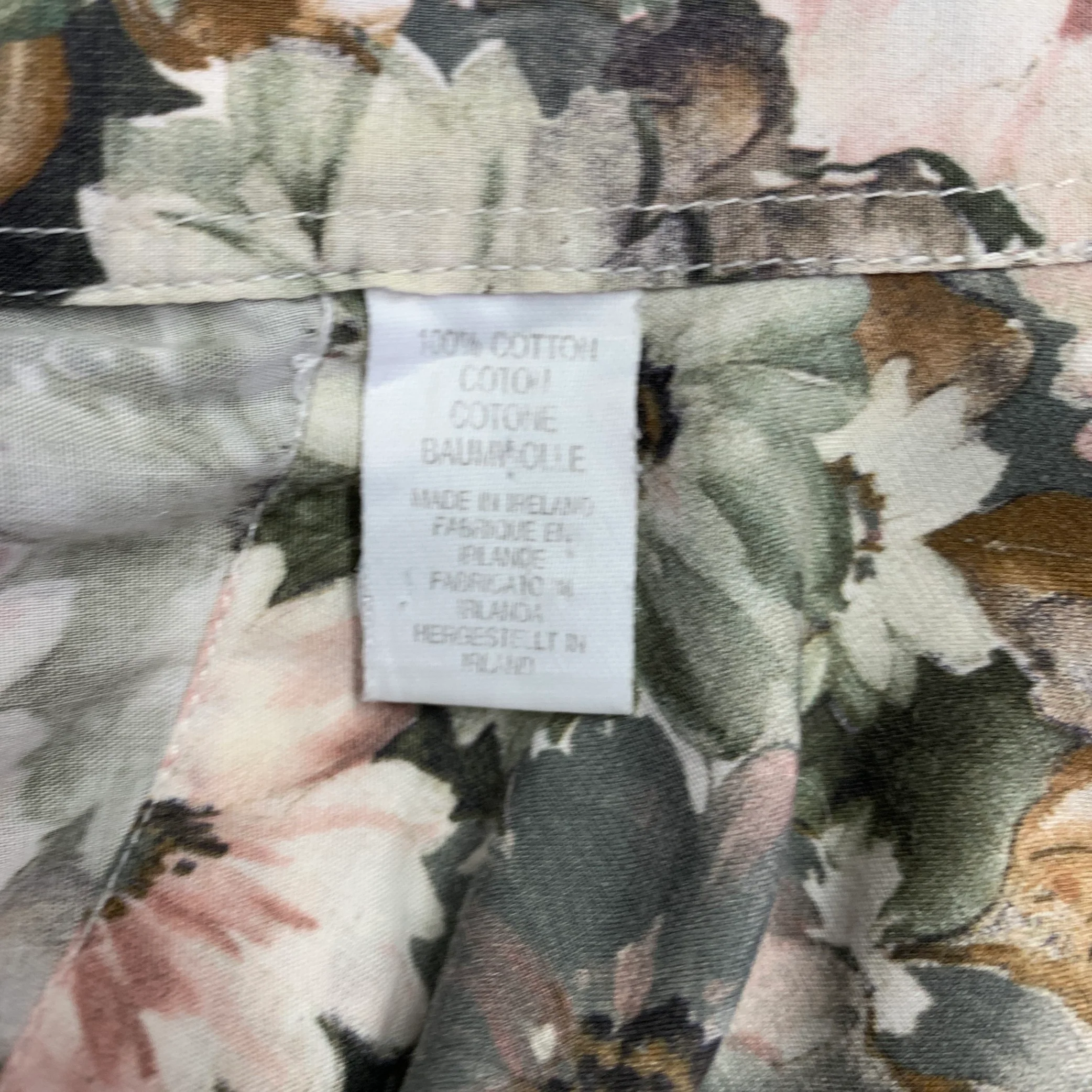 PAUL SMITH Size XXL Cream Olive Floral Cotton One Pocket Long Sleeve Shirt - Image 5