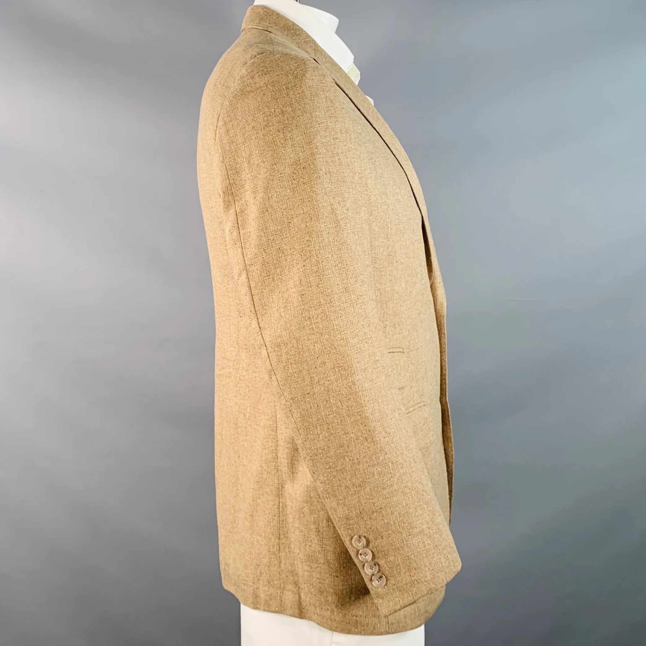 PAUL STUART Size 42 Regular Tan Silk Notch Lapel Sport Coat - Image 2